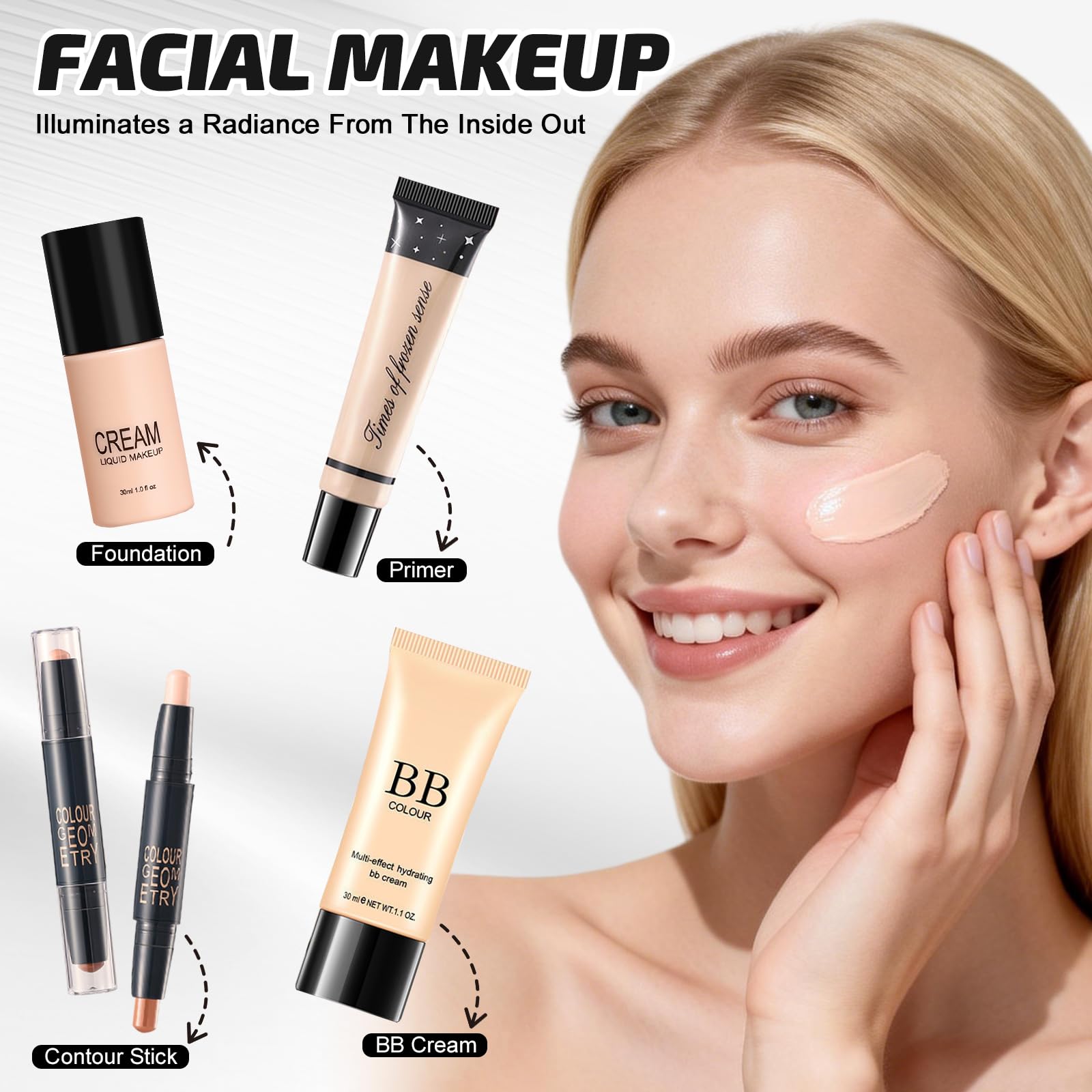 Kit Maquillaje Mujer Profesional Completo, Set de Maquillaje Adolescente Chica con Bolsa Maquillaje Viaje, Estuche Maquillaje Regalo con Paleta Sombras Ojos BB Cream Rímel Gloss Labios Base Maquillaje