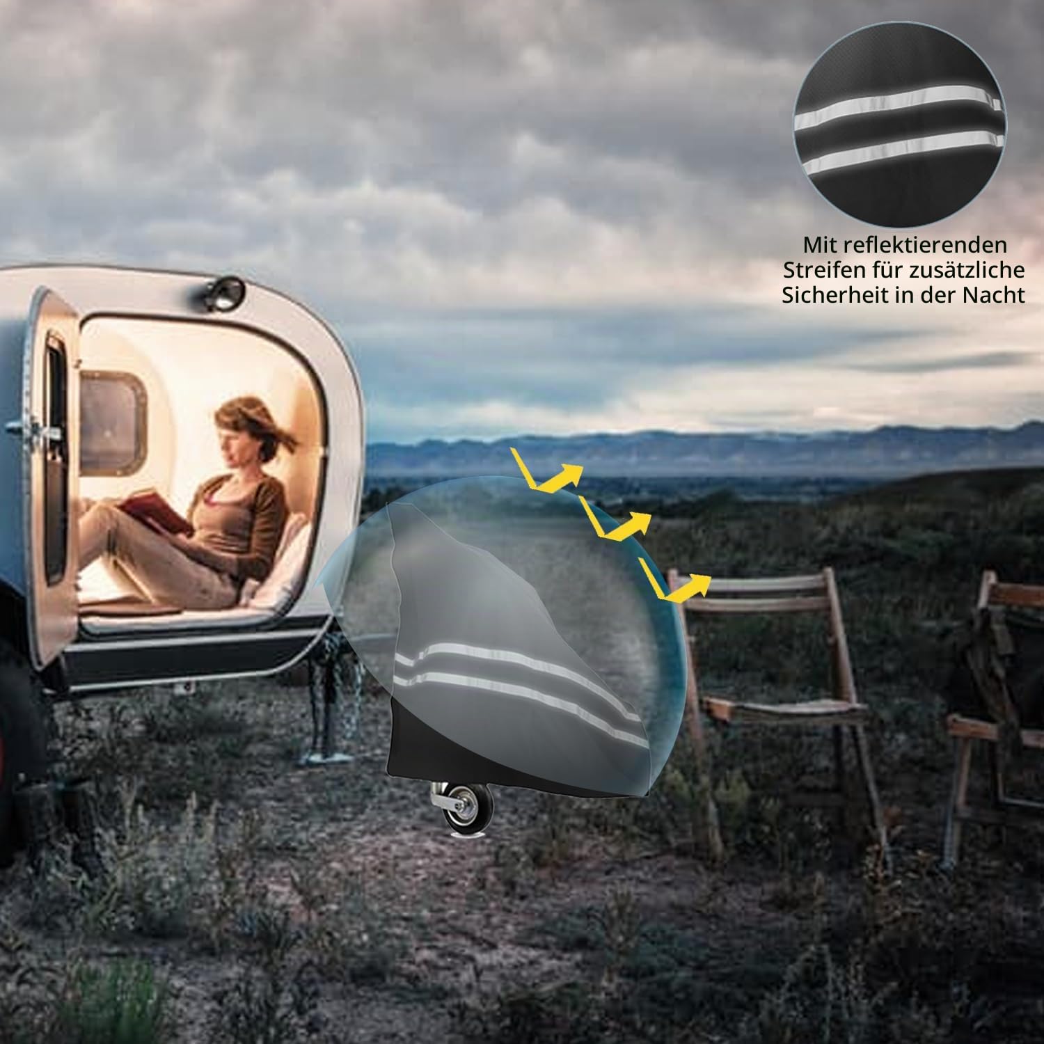 Deichselabdeckung für Wohnwagen und Anhänger, Deichselhaube aus 600D Oxford-Gewebe Schwarz | Wasserdicht, UV-beständig, Robuste Reißfestigkeit für Camping und Reisen (Allwetter-Schutz)