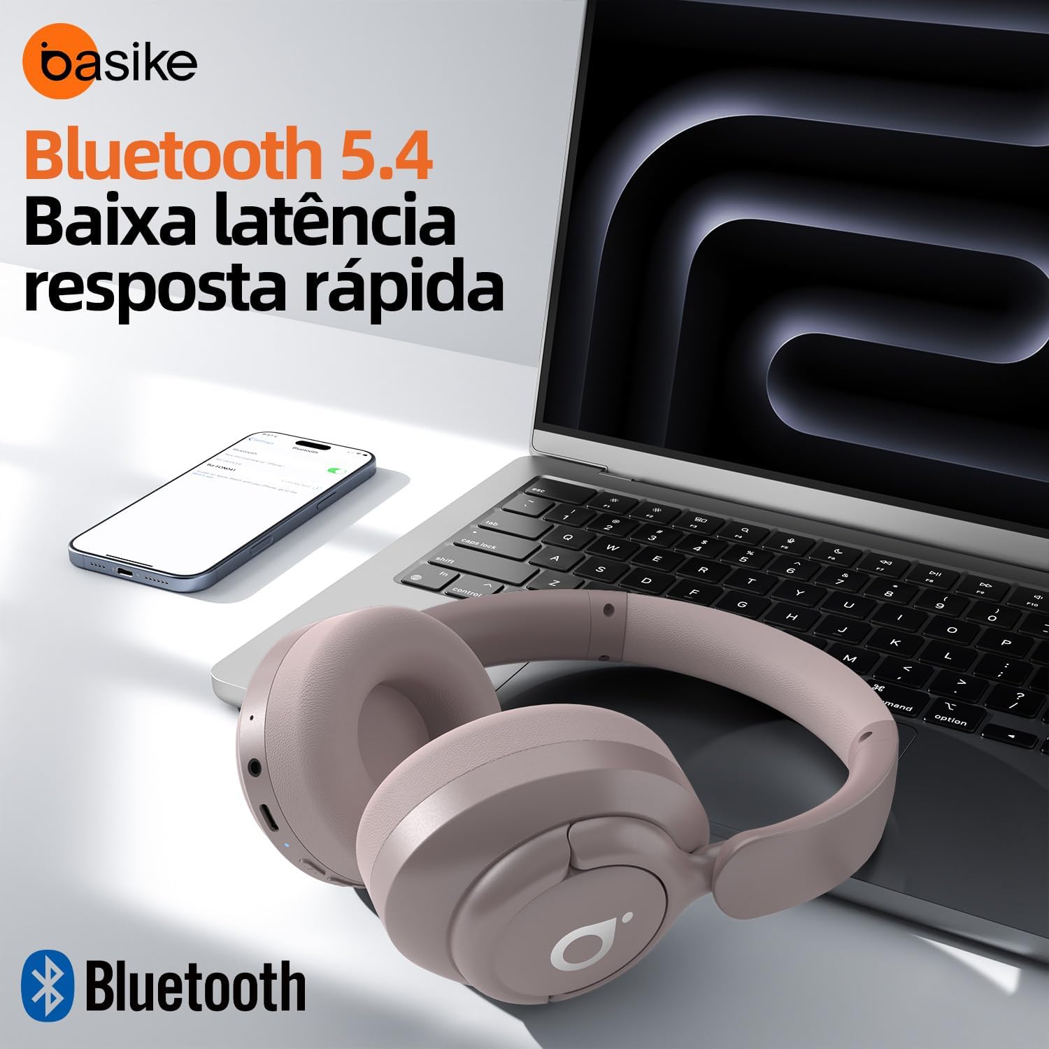 Basike Fone de Ouvido Bluetooth, ANC Cancelamento de Ruído Ativo Headphone Bluetooth 5.4 Headset com Microfone, Certificação Hi-Res Audio, 30 horas reprodução, LE29 (Rosa) Basike Fone de Ouvido Bluetooth, ANC Cancelamento de Ruído Ativo Headphone Bluetooth 5.4 Headset com Microfone, Certificação Hi-Res Audio, 30 horas reprodução, LE29 (Rosa)