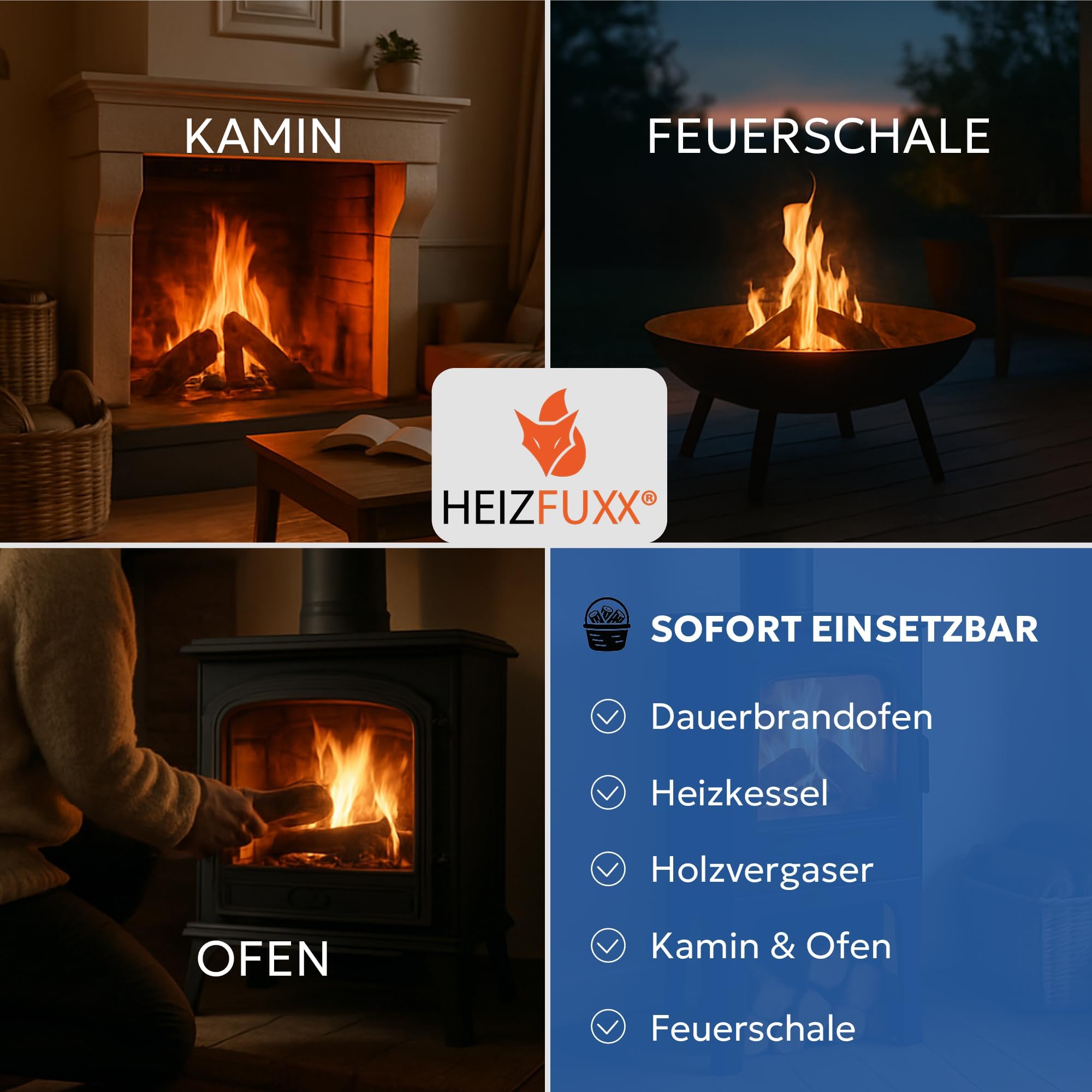 HEIZFUXX RUF Original Blue Holzbriketts Weichholz 960 kg (96 x 10 kg) 1 Palette