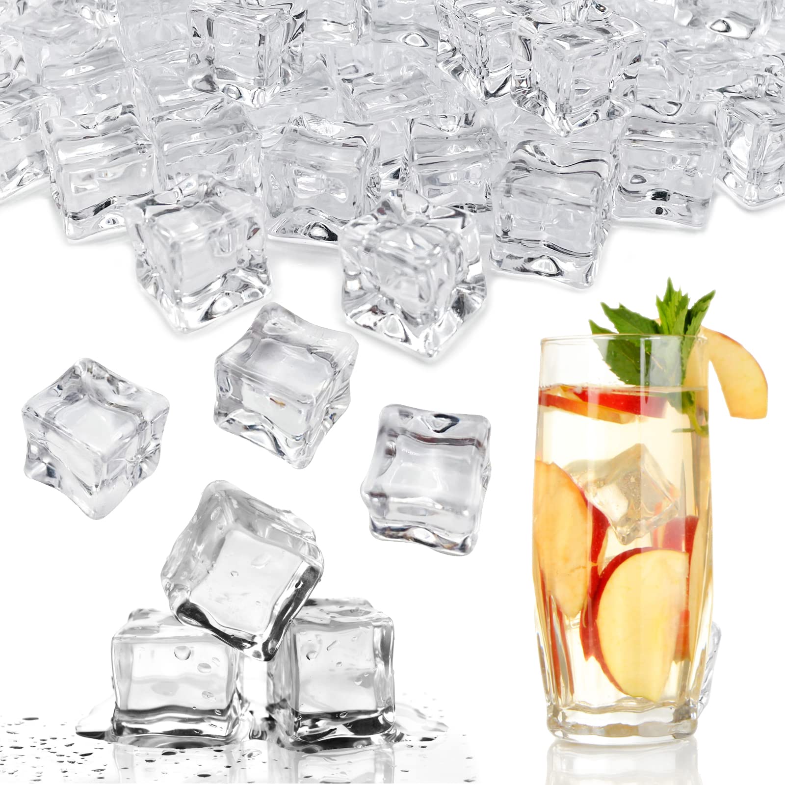 Fake Crushed Square Ice Cubes Artificial Acrylic Crystal Diamonds for Vase Fillers,Table Scatter, Party Favor, Wedding Decoration, Photography Props, Food Display, DIY crafts(square-20MM 50 pieces) — image 1