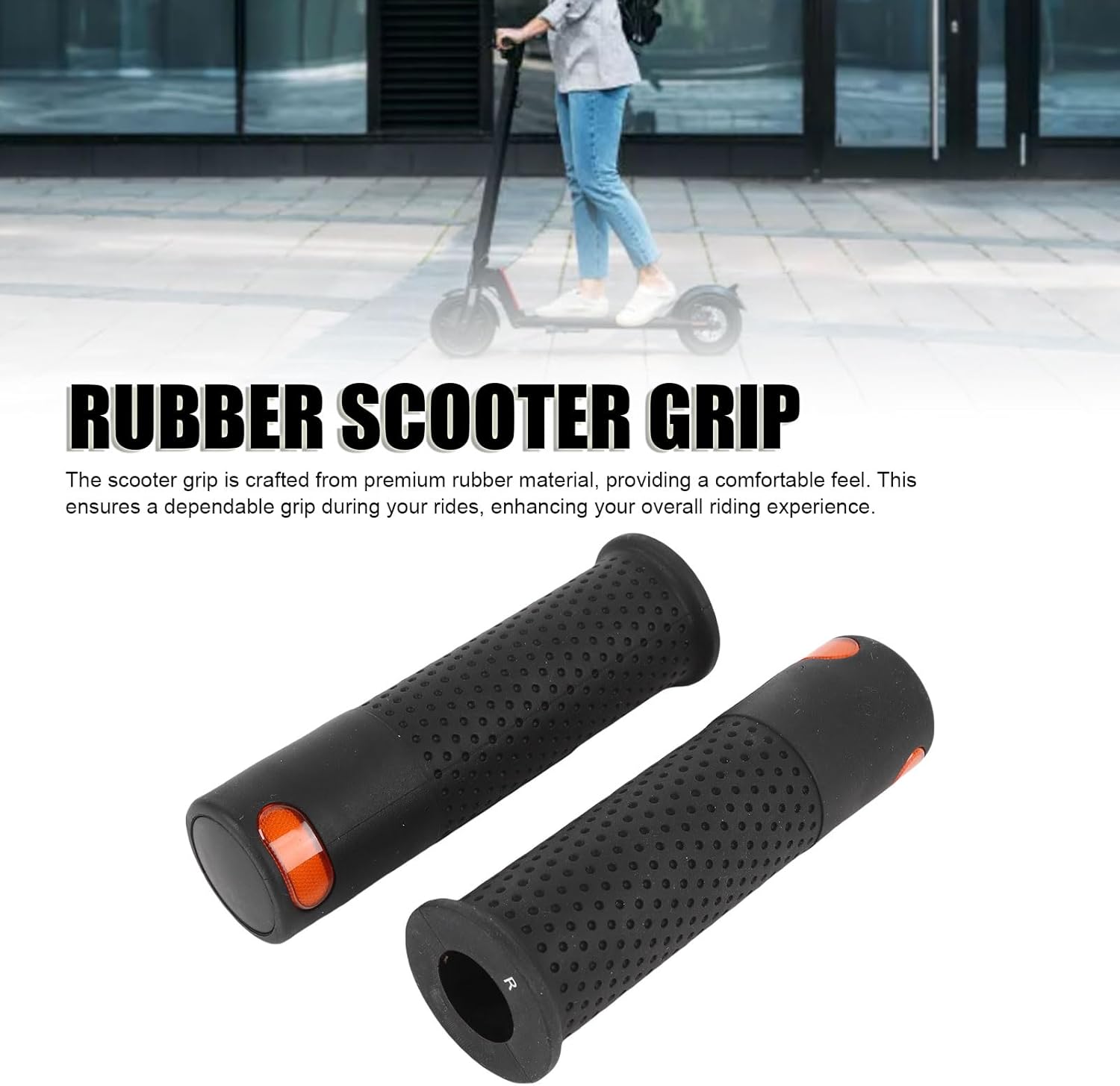 Fabater E Scooter Turn Signals Handle, 1 Pair of Remote Control Electric Scooter LED Blinker, Non Slip Rubber Handlebar Grips Rechargeable LED Lights for Most Mountain Bike Grips
