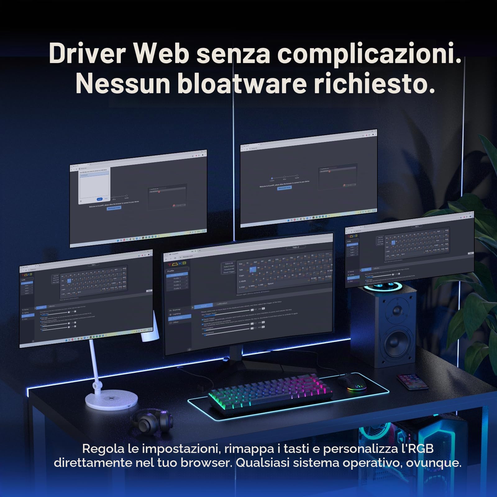 DIERYA DK68-C Tastiera da gioco HE al 60%, interruttore magnetico hot swap, trigger rapido, azionamento regolabile, frequenza di polling 8000Hz, retroilluminazione RGB, 68 tasti compatti per PC