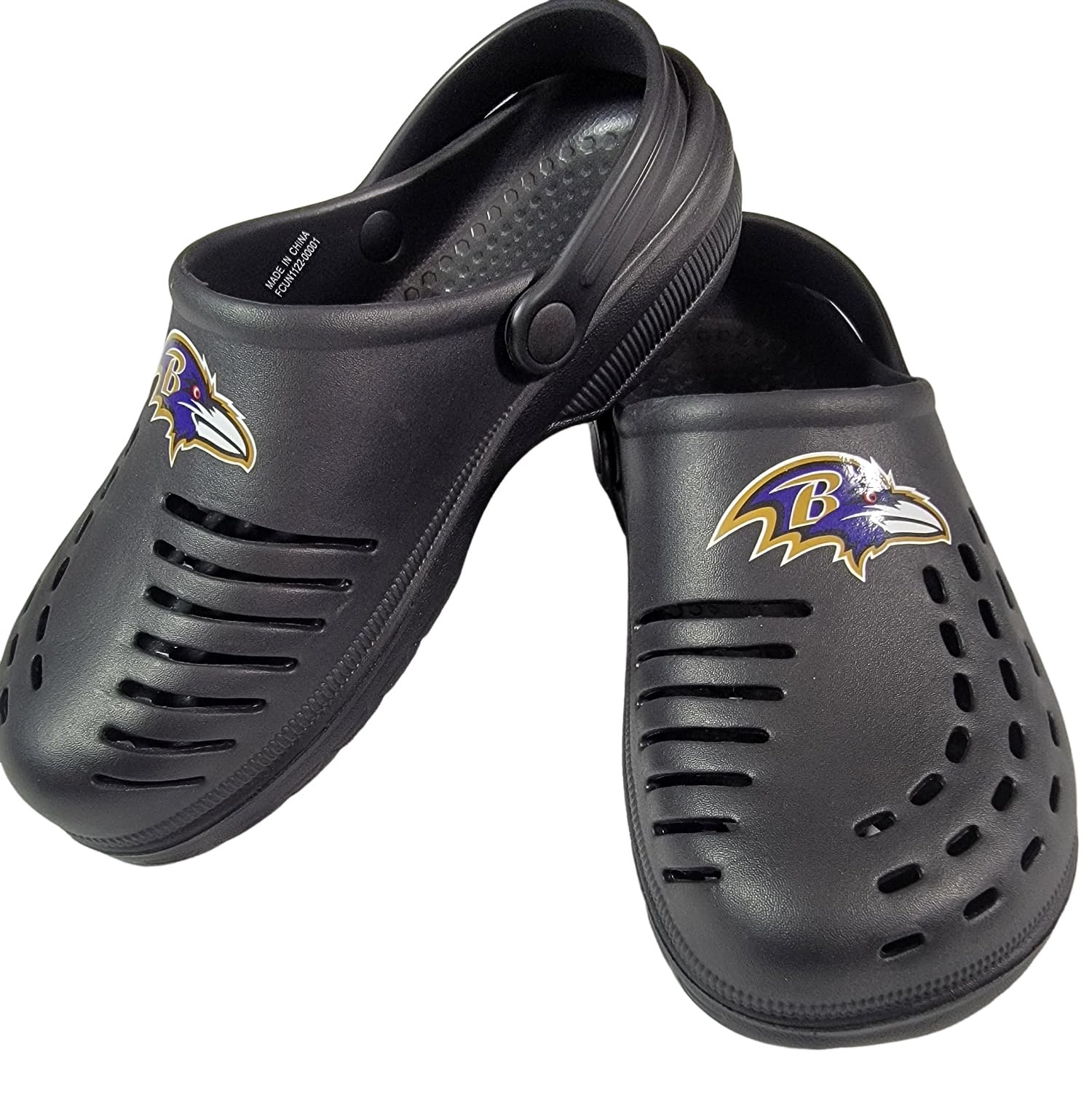 FOCO NFL Unisex-Adult Team Logo Solid Clogs with Heel Strap Comfortable Water Slip on Shoes (Baltimore Ravens, US Footwear Size System, Adult, Men, Numeric Range, Medium, 13, 14)