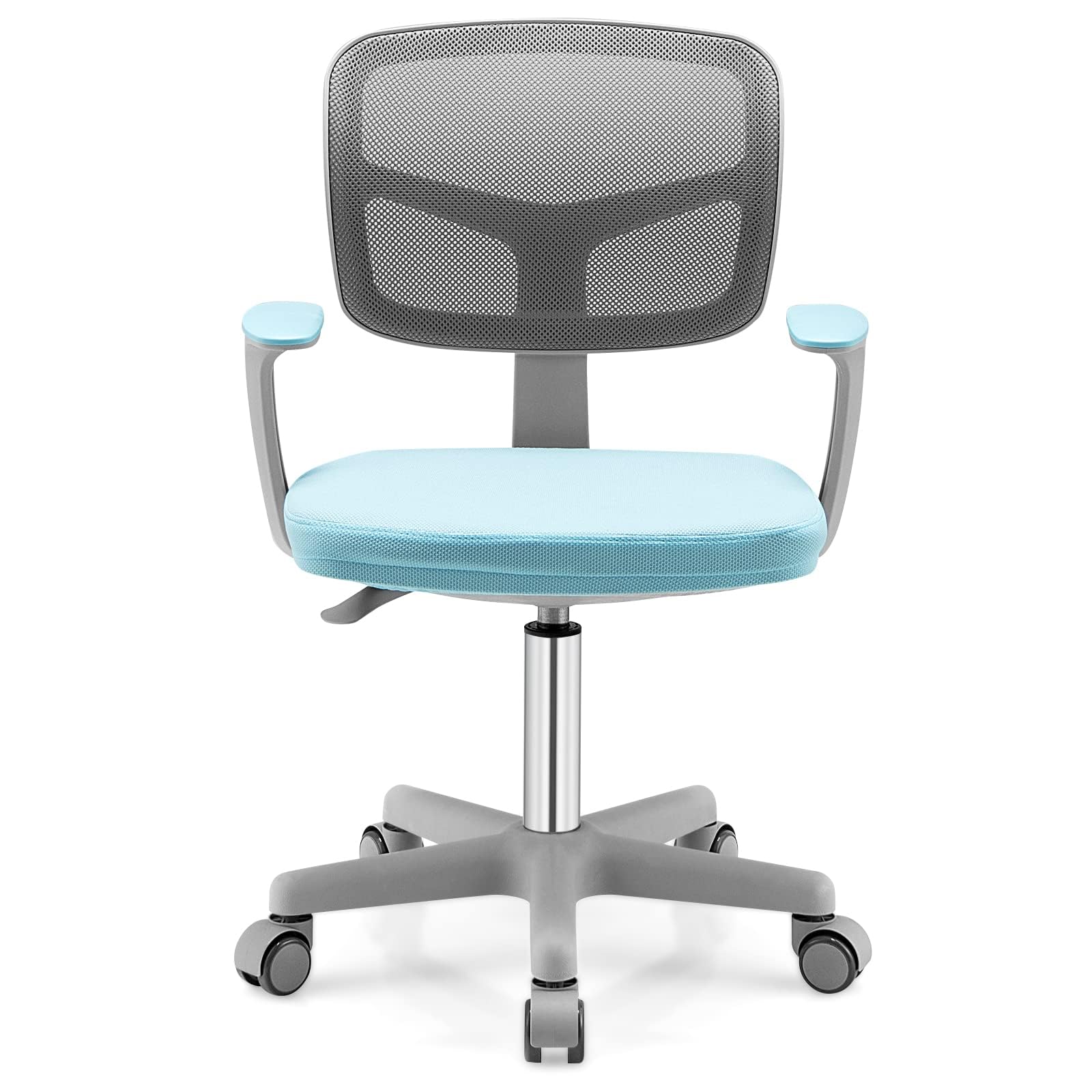 GYMAX Sedia da Scrivania per Bambini, Carico 150 kg, Sedia Ergonomica, Altezza Regolabile, Girevole a 360° (BLU)