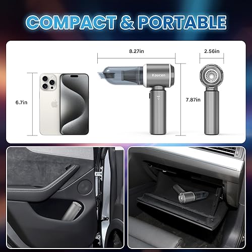 Miniatura 7 de Aspiradora portátil 4 en 1 para automóvil, inalámbrica y eliminadora de polvo, 20000 pa, aspiradora de mano de alta potencia inalámbrica recargable,