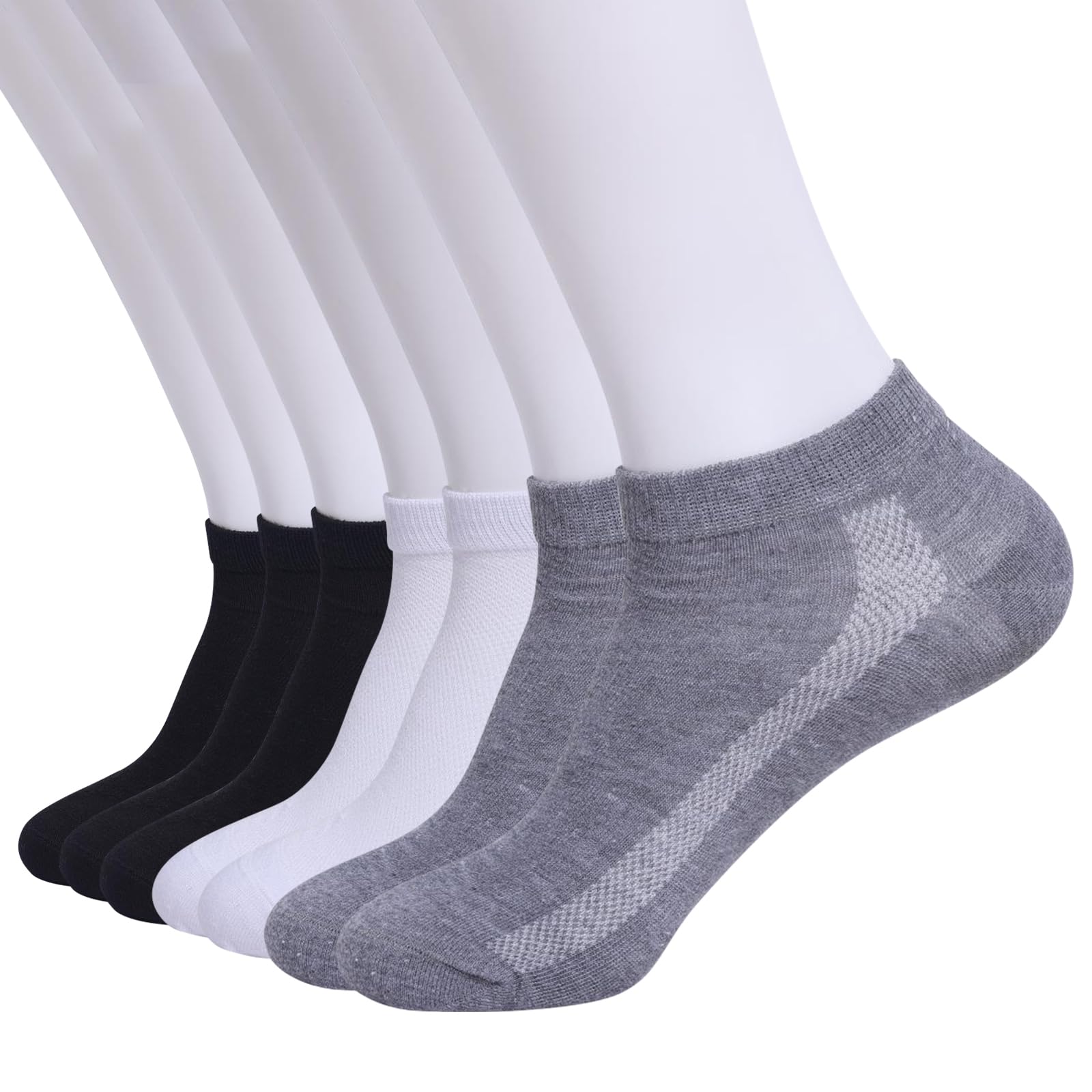 7 Pairs Thin Ankle Socks for Men Women Low Cut Short Sock Pack