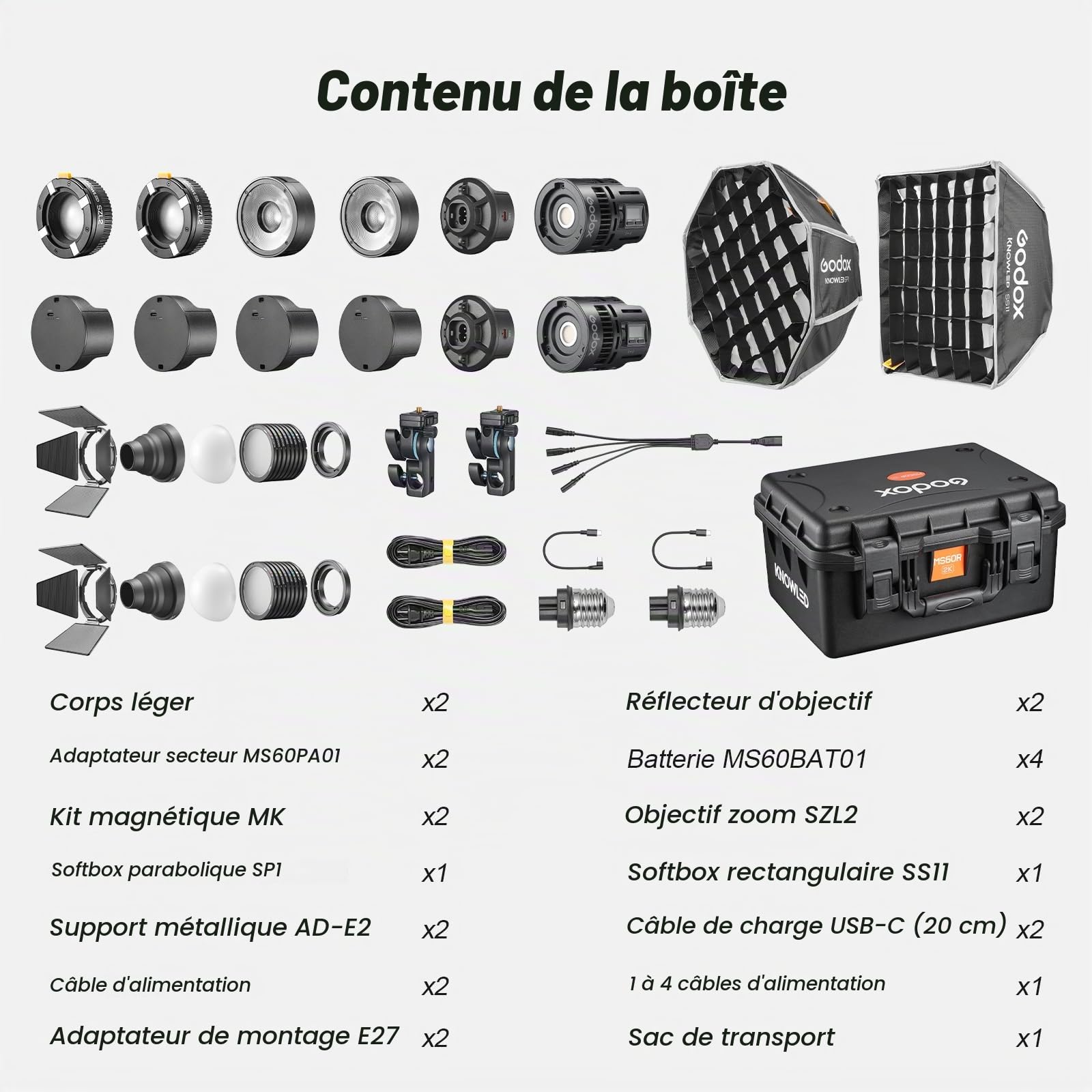 GODOX MS60R KNOWLED Full Color LED Light,CRMX Radiocommande GODOX Continuous Light pour Studio Photo (MS60R 2K)