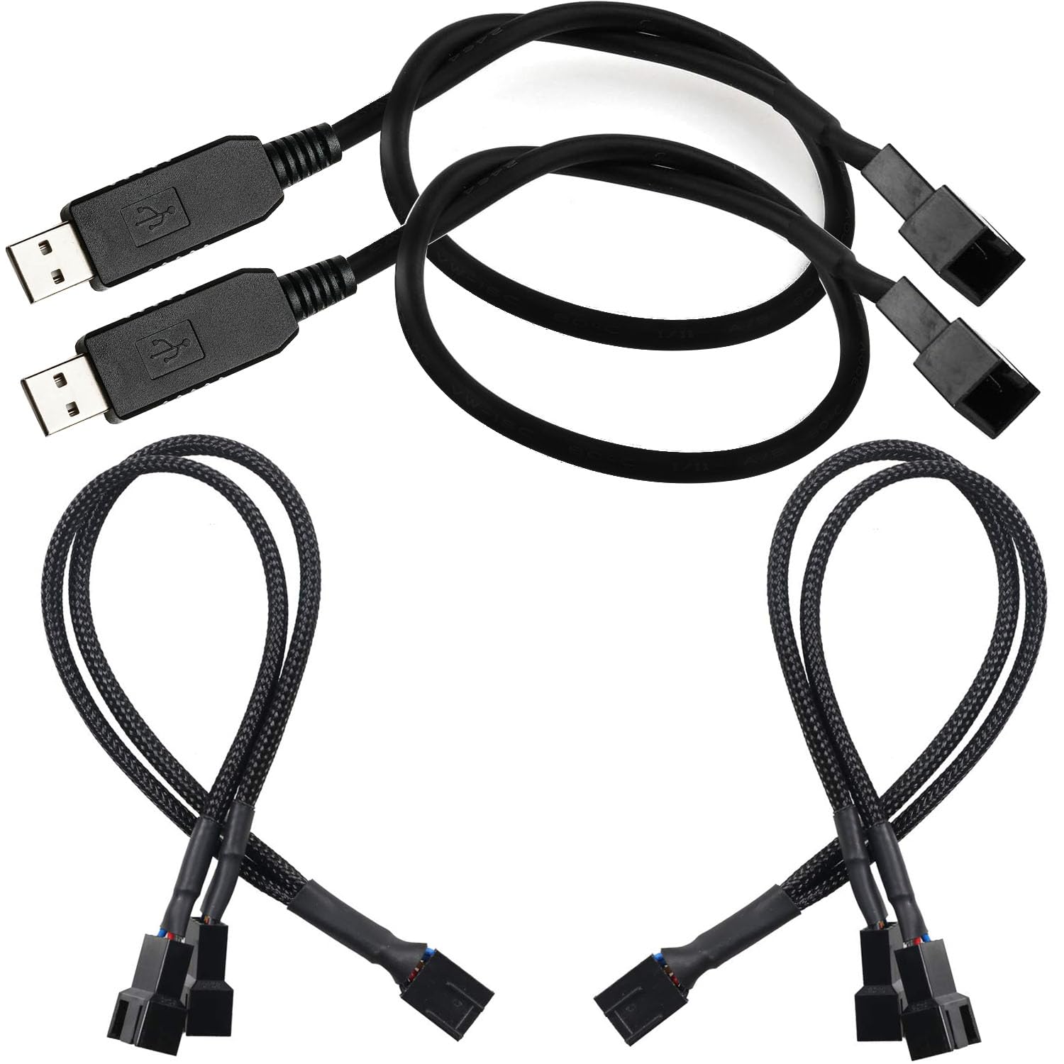 Xiatiaosann 10 PCS Ventola PC da USB a 3/4 pin PWM, USB Type-A maschio a 3 pin 4 pin PC 5V Cavo adattatore per ventola PC per alimentazione a ventola PC 5V