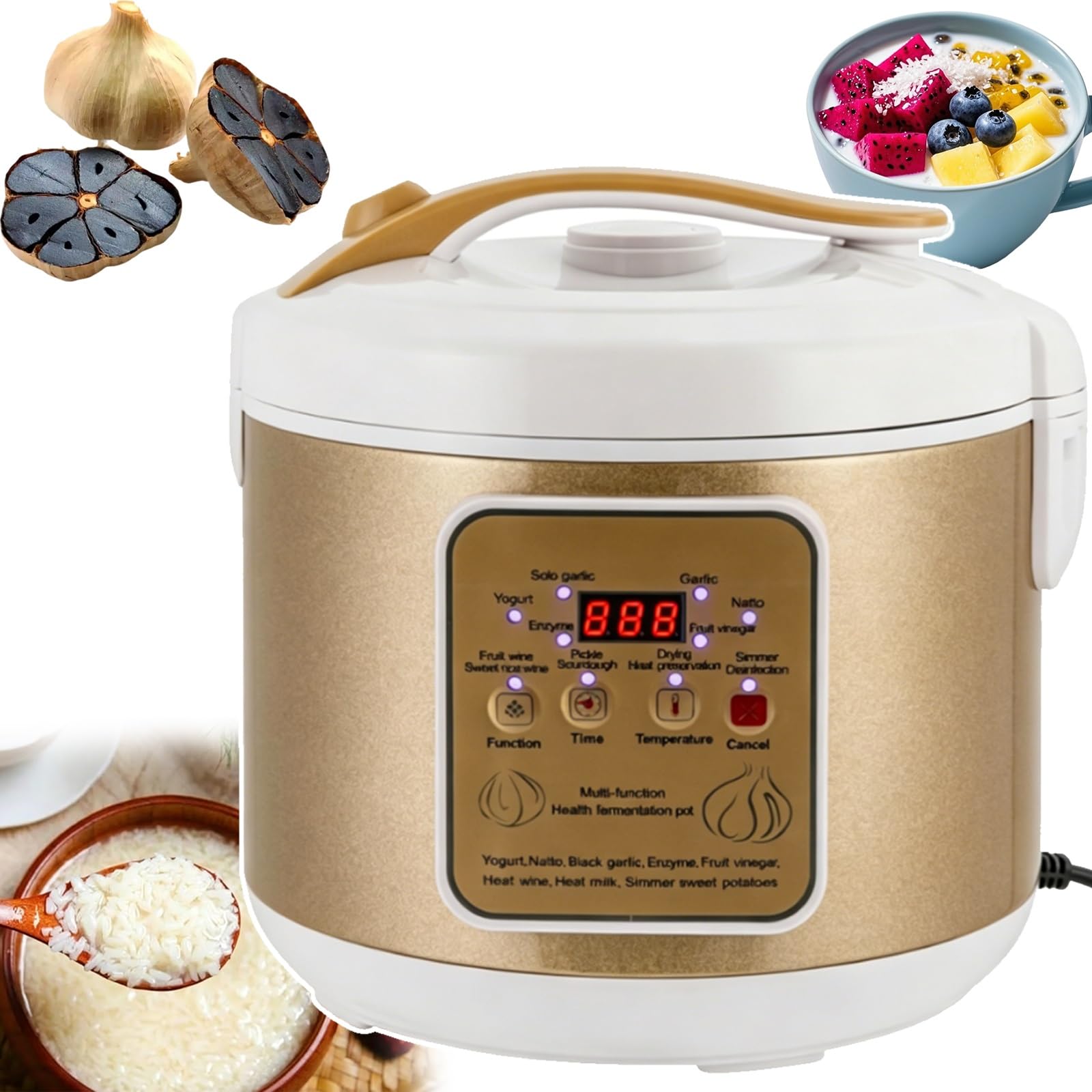 Fermentatore Automatico for Aglio Nero,Vaso Interno in Lega di Alluminio a Doppio Strato da 6litri,Controllo preciso della Temperatura temporale,for natto,Yogurt,Kimchi,Vino alla Frutta