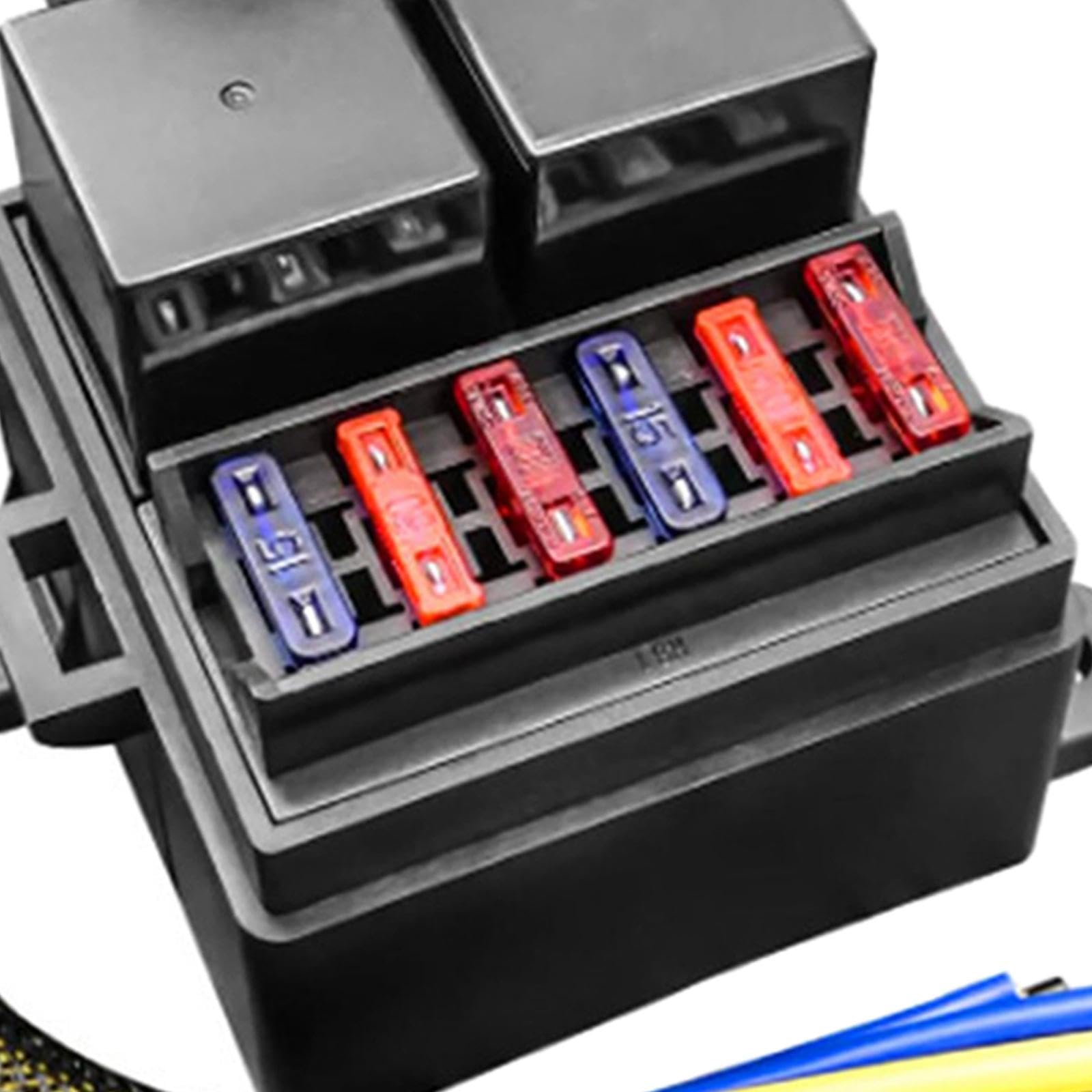 Caja de Relés Y Fusibles, Bloque de Relés de 2 Ranuras, Relés de 80 a, Piezas de 12 V, Impermeable, 6 Ranuras para Fusibles, Portafusibles AT