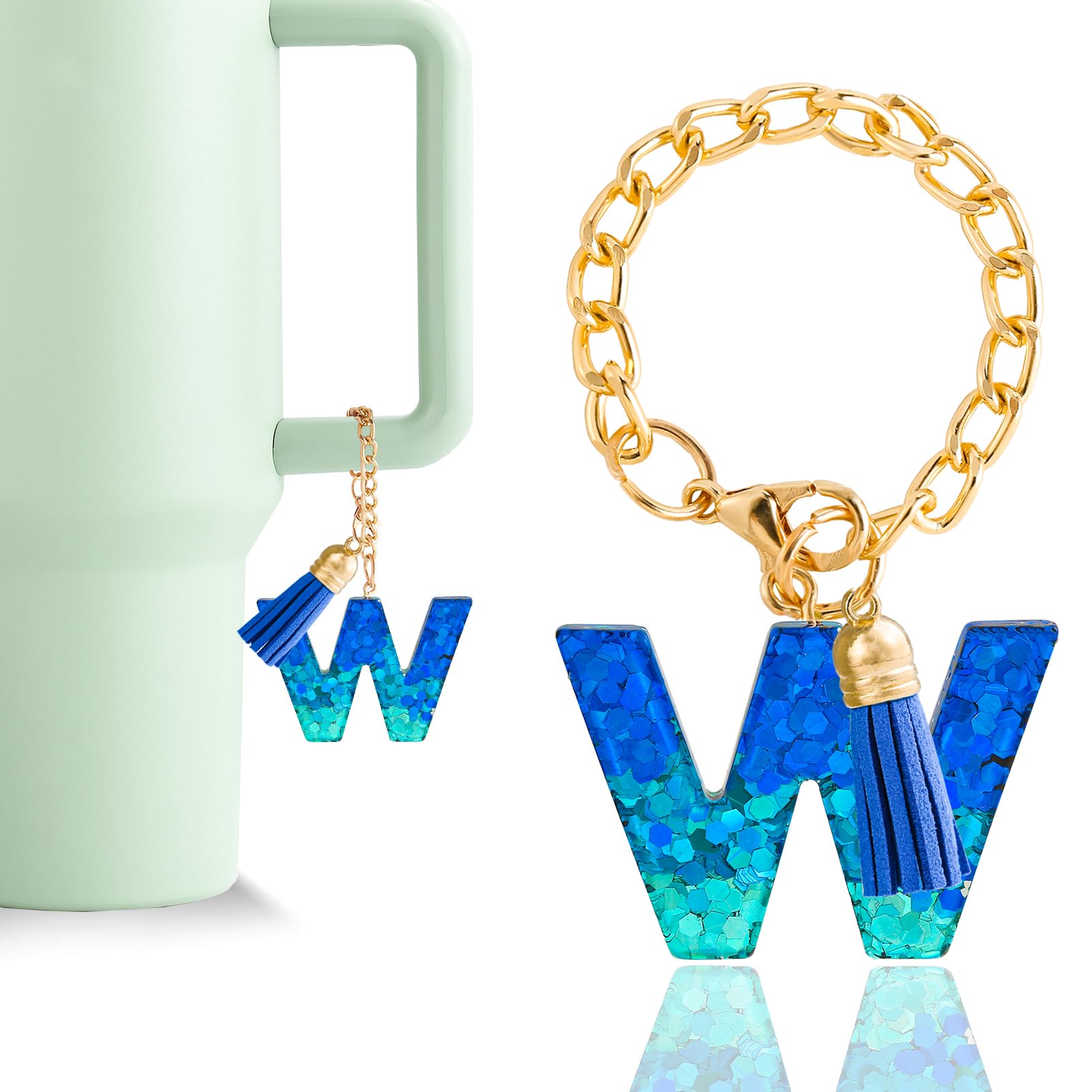 Letter Charm Accessories for Stanley Cup 1 PCS Cute Initial Keychain Handle Charm for Stanley Tumbler for Women