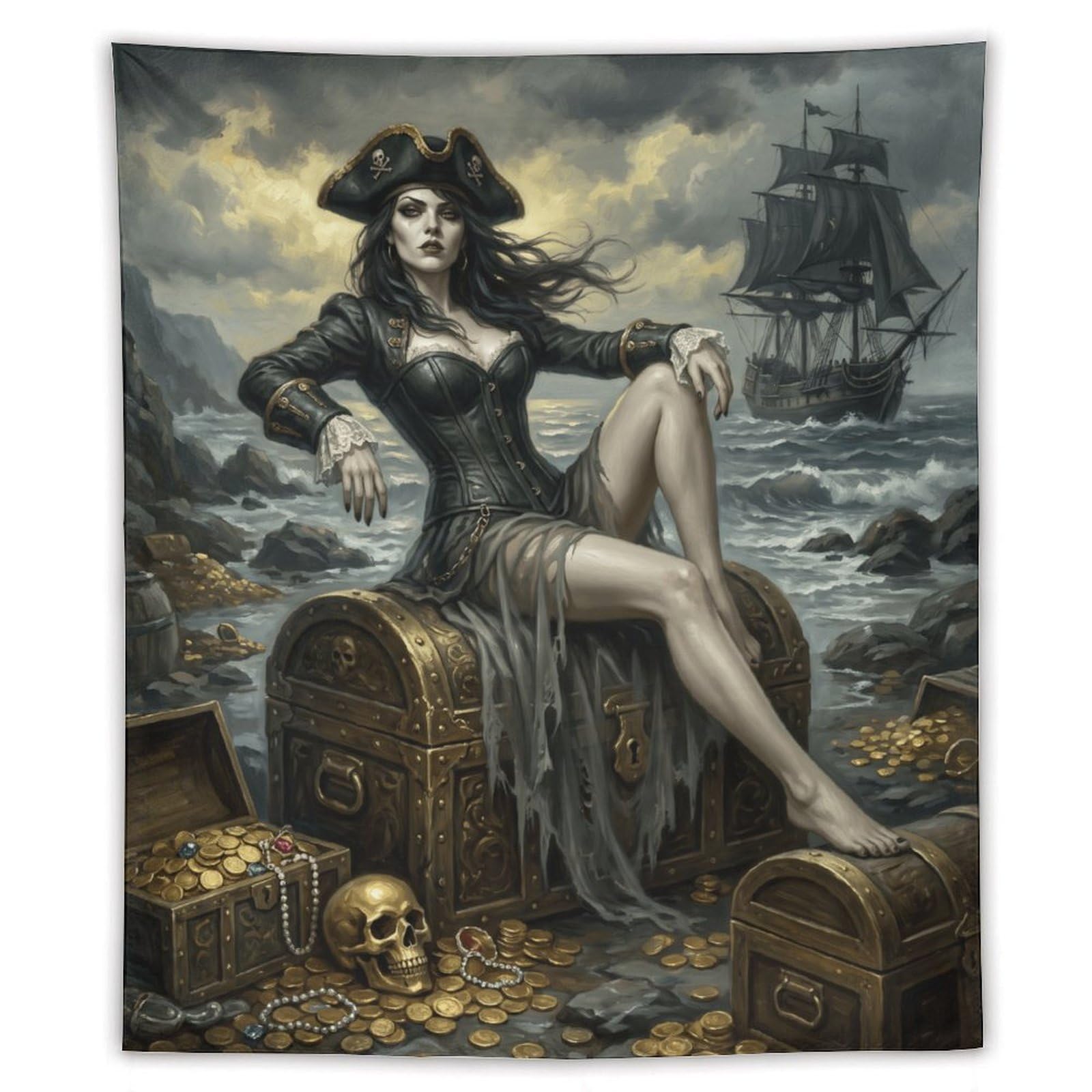 W7C8U2X3 Pirate Queen Treasure Coast Wall Tapestry, Dorm Room