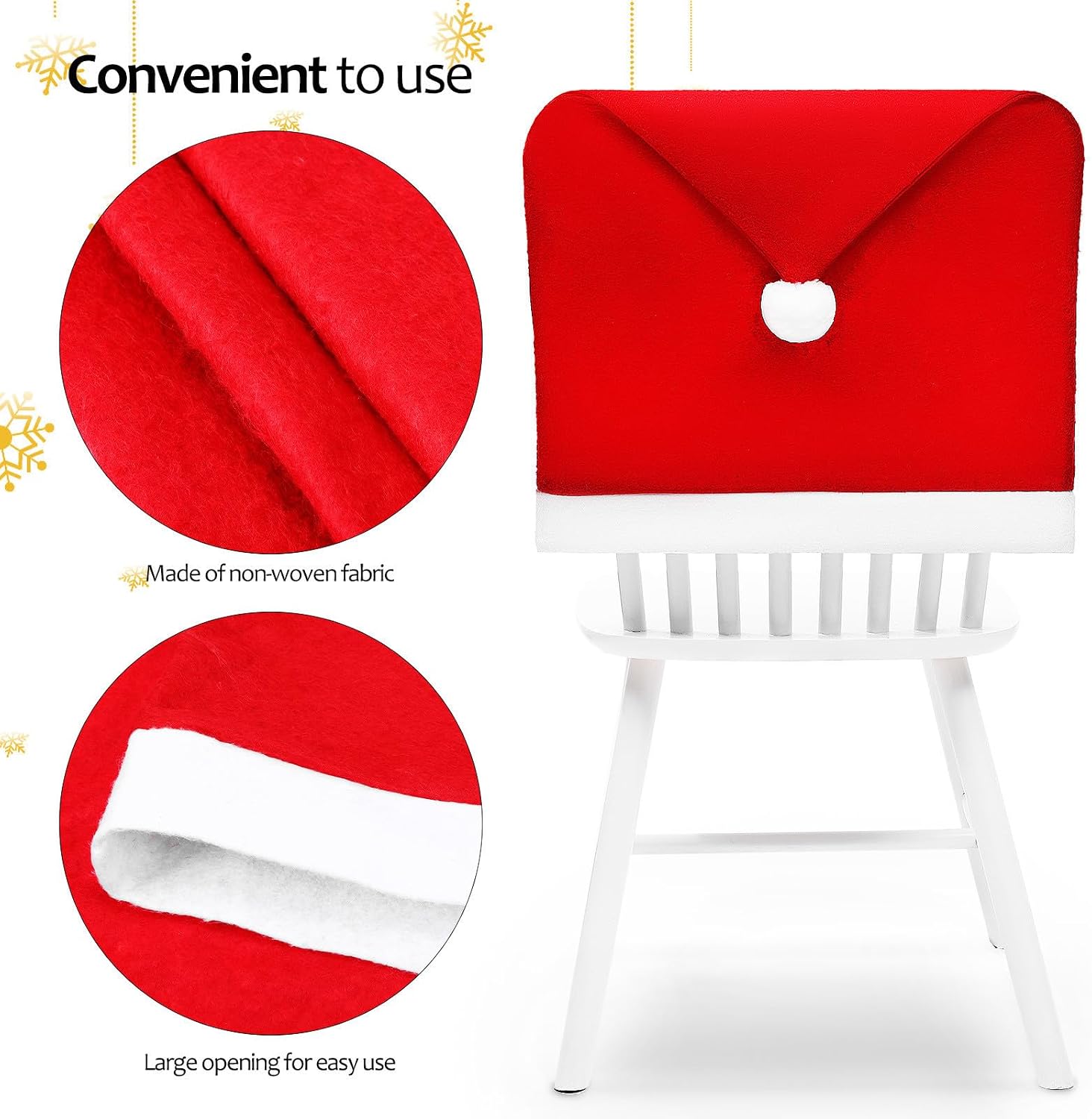 SECFOU 10 Pcs Xmas Red Santa Hat Chair Slipcovers, Reusable