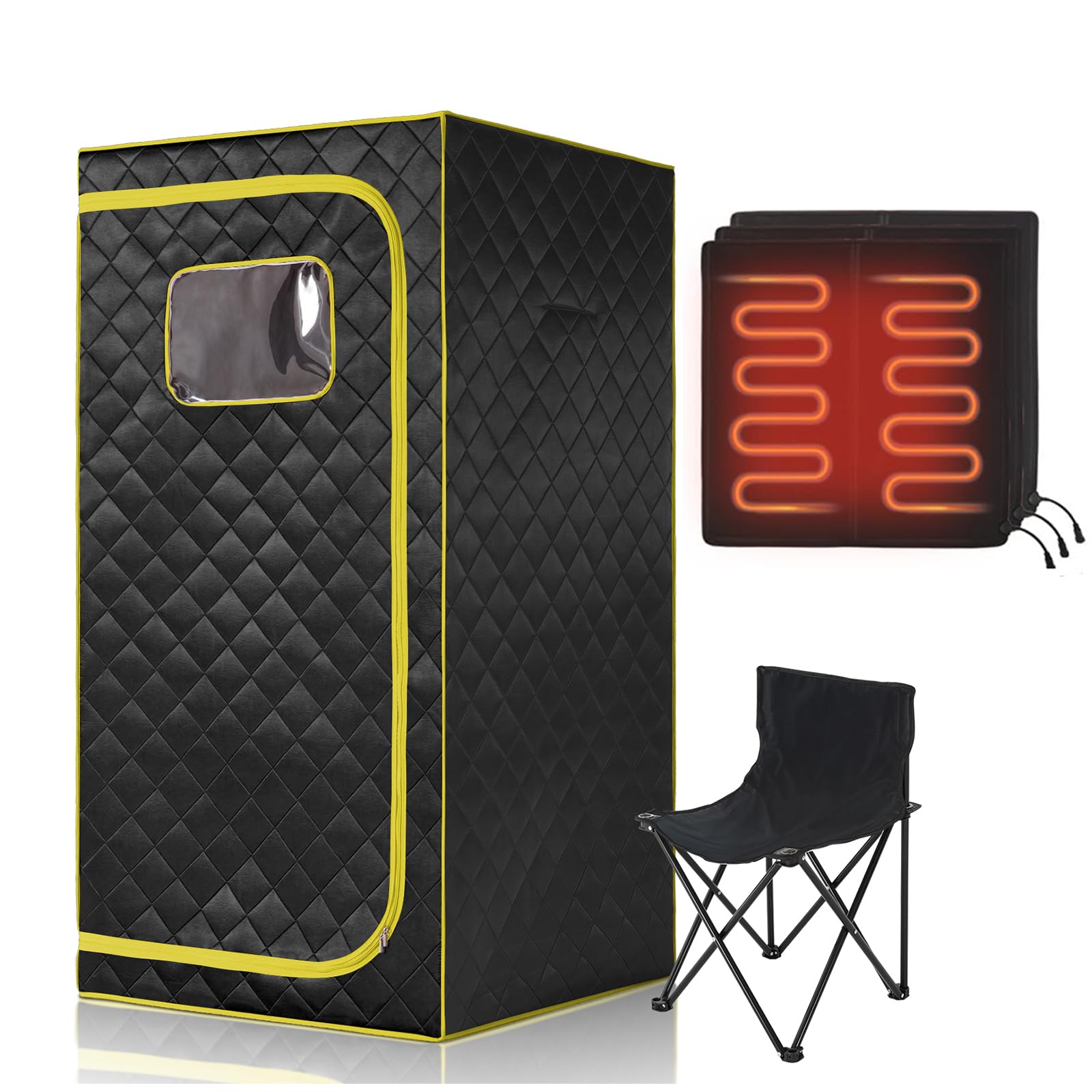 Portable Infrared Sauna, Full Size Far Infrared Sauna, One Person Sauna Tent, Separate Heating Foot Pad and Portable Sauna Chair Home Saunas for Relaxation Detox