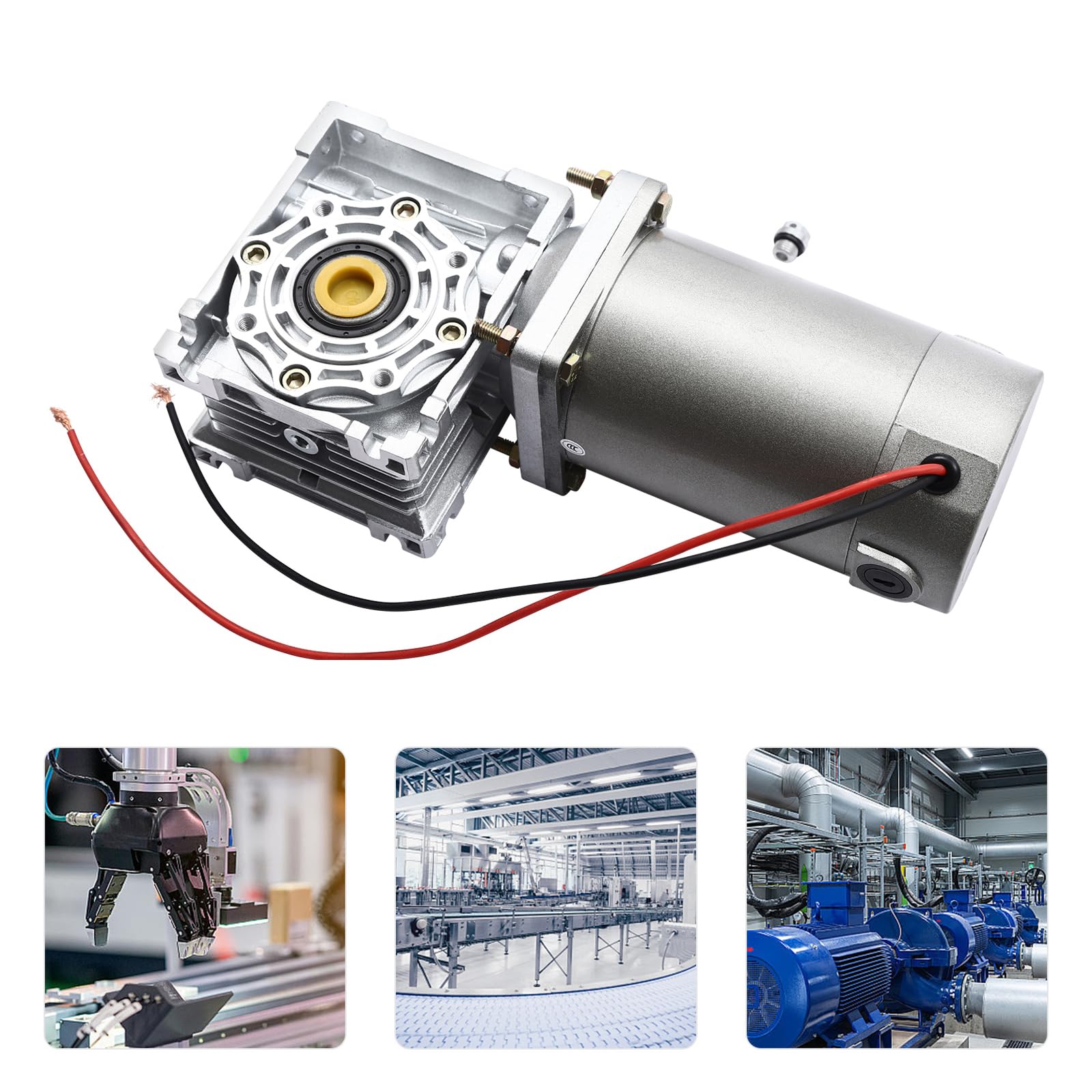 200W DC 12V/24V Elektrischer Gleichstrommotor, 1800 U/min Schneckengetriebe Reducer Getriebemotor Hohes Drehmoment 50K (24, Volt)
