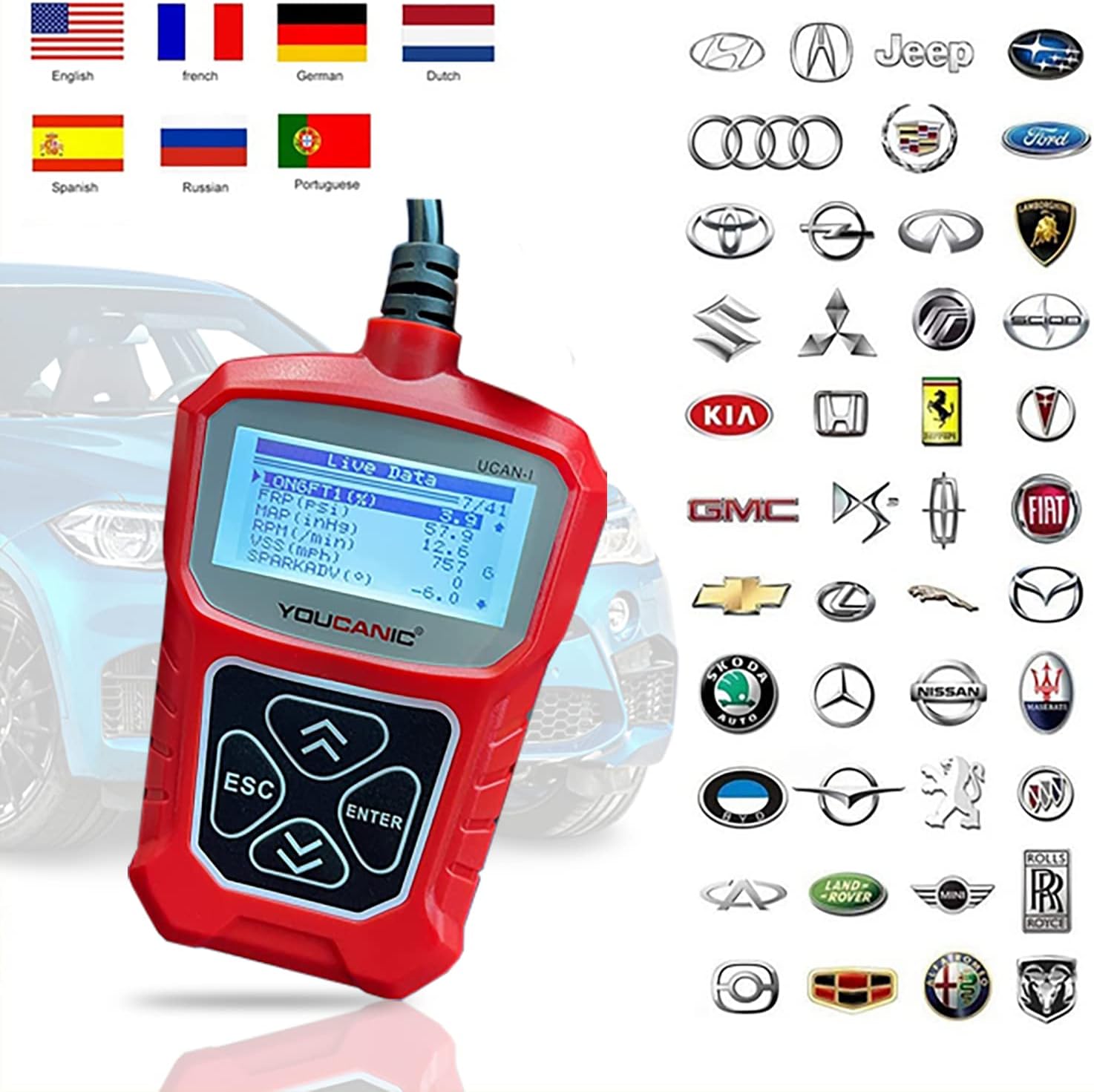 OBD2 Scanner and Code Reader - Diagnose Check Engine Light, Emission Readiness, Turbo Issues - Universal Compatibility for Cars, SUVs, and Trucks - Easy Plug-and-Play Diagnostics Tool