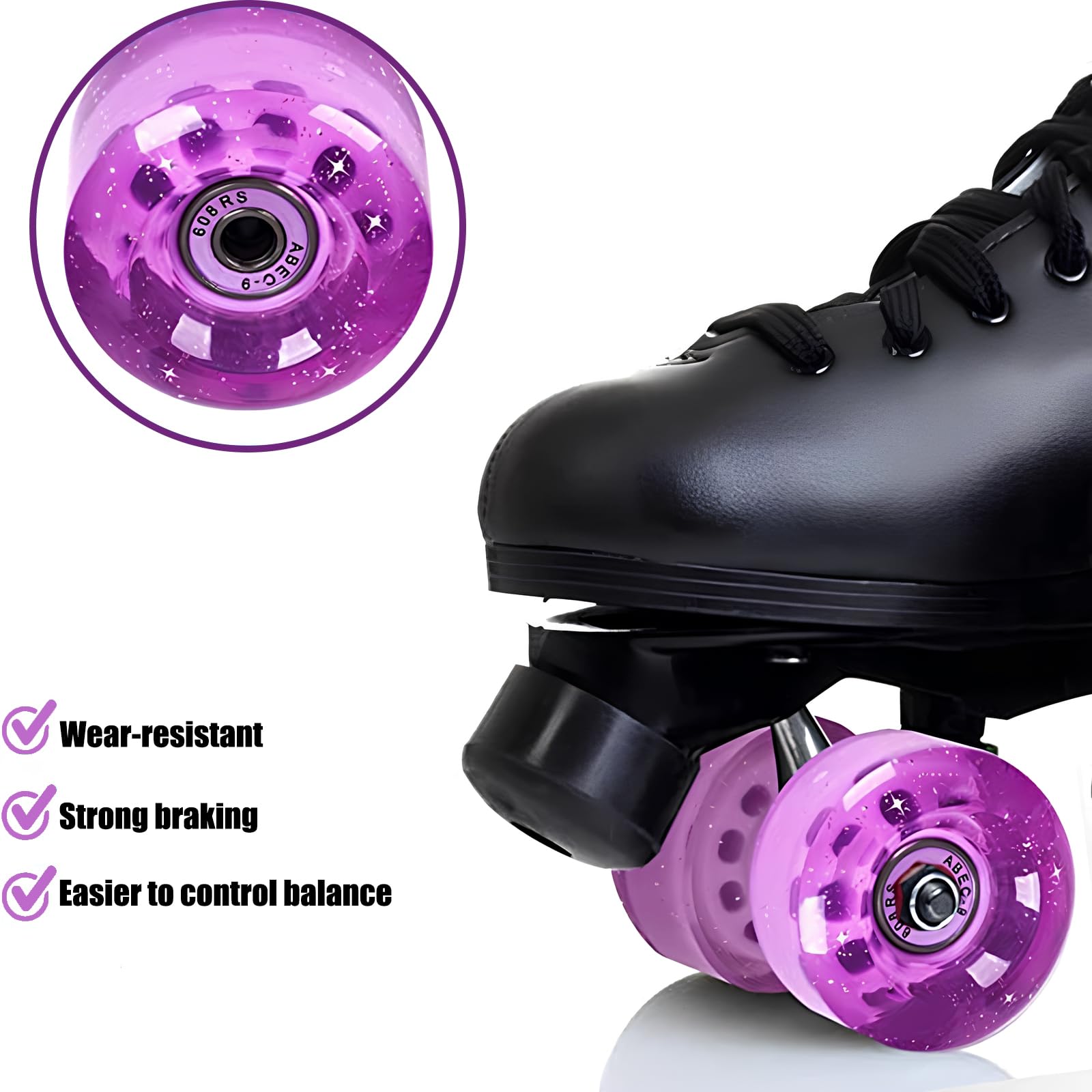 Roues de Patins à roulettes, Lot de 8 Roues de Rechange for Patins à roulettes d'extérieur, 58 mm x 32 mm