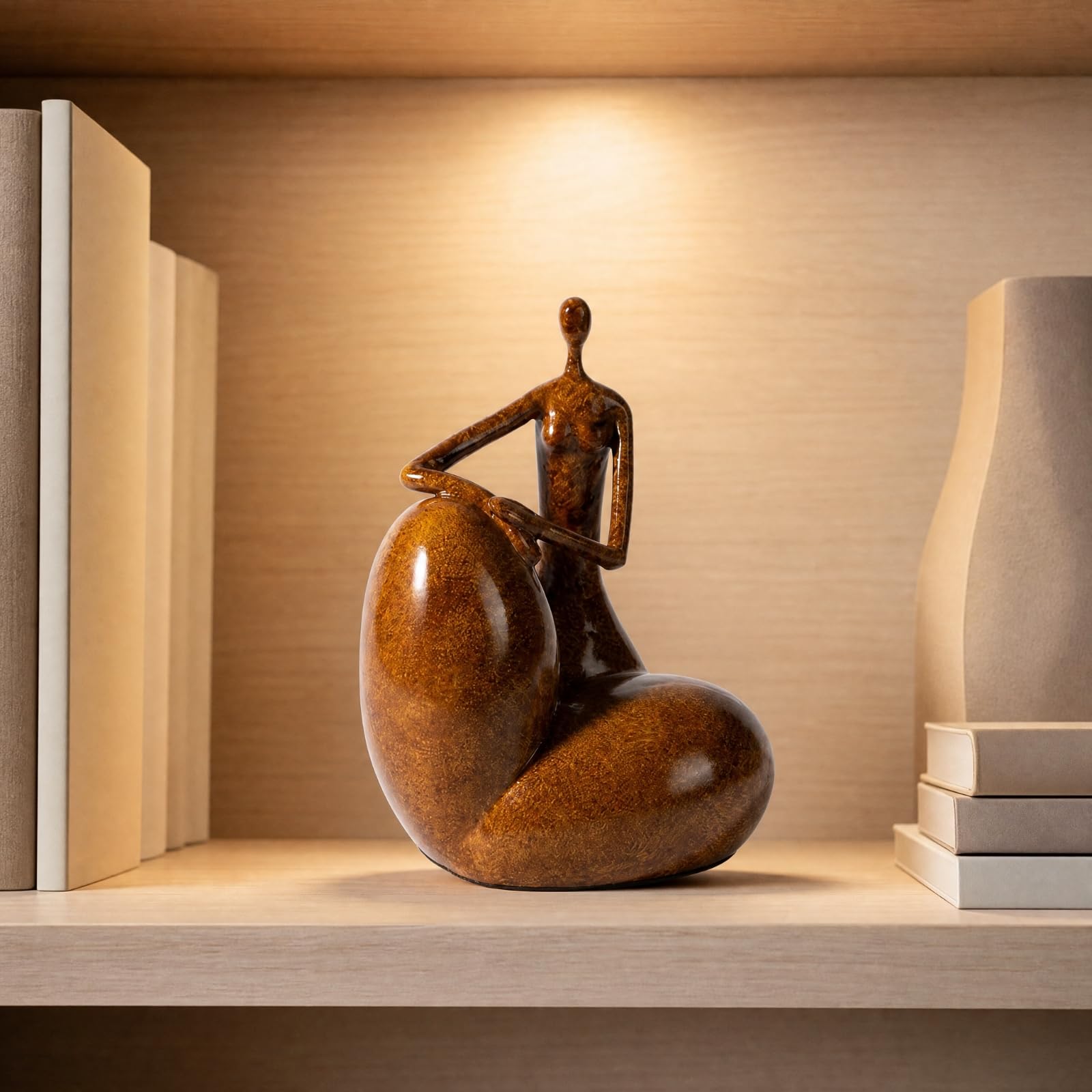 Scultura di Figura Umana Seduta Minimalista Scultura Stilizzata in Resina Moderno Figurina Stilizzata da Tavolo per Console D'ingresso, Reception