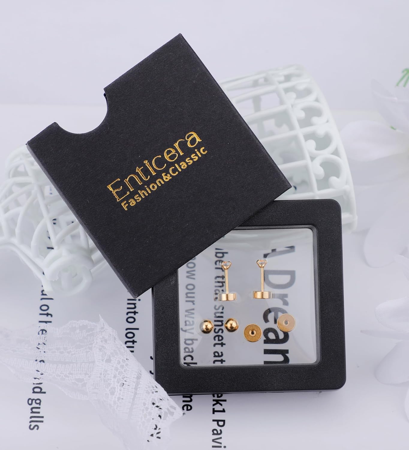 G23 Titanium Earrings for Sensitive Skin Flatback 5A+AB Cubic Zirconia Stud Earrings 14K Gold Hypoallergenic Nap Earrings for Women 2-4mm - Image 5