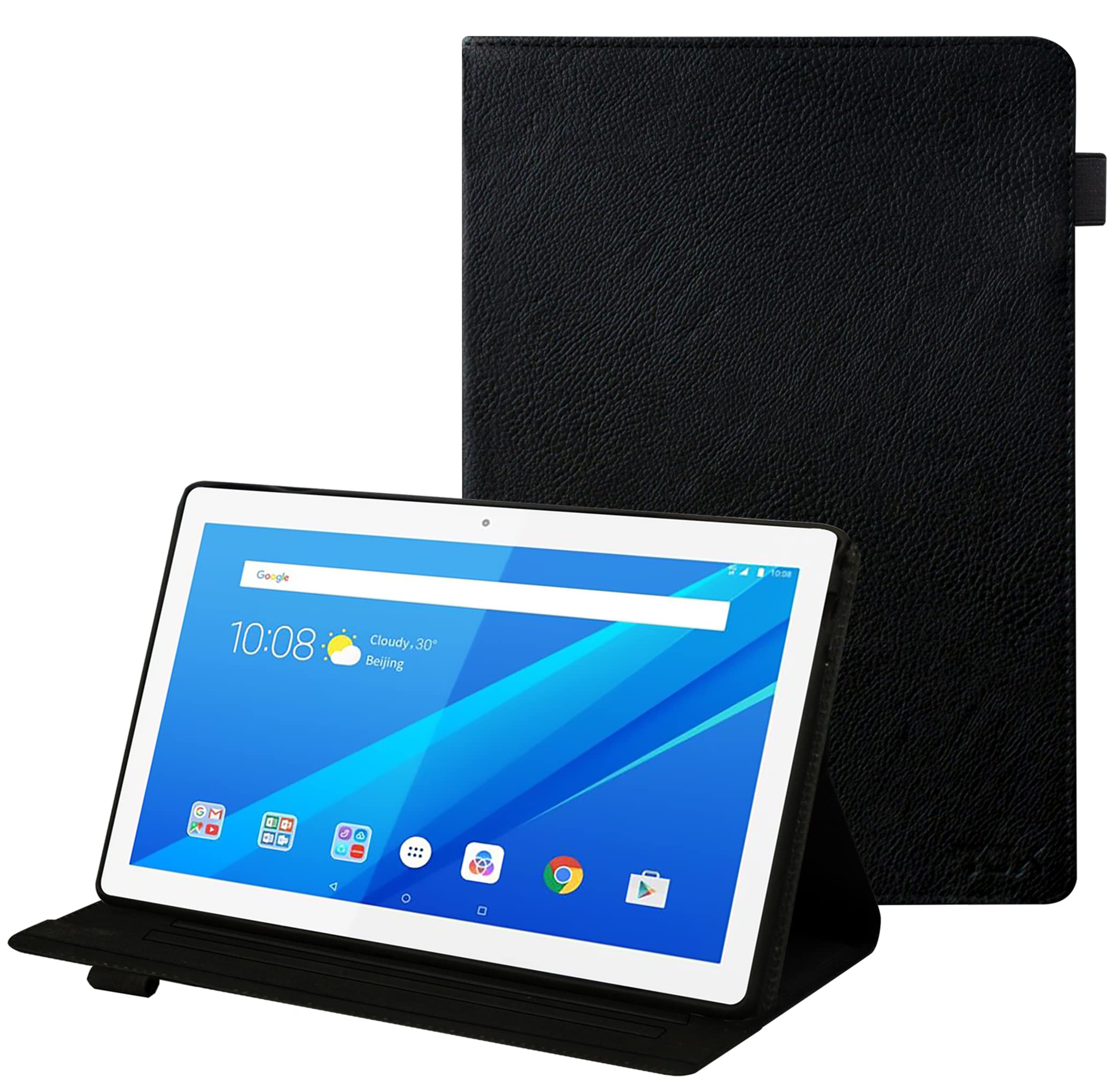 TGK Rotating Leather Flip Stand Cover with TPU Back Case Compatible for Lenovo Tab M10 X505X Cover TB-X505F TB-X505L TB-X505X TB-X605L TB-X605F - Black