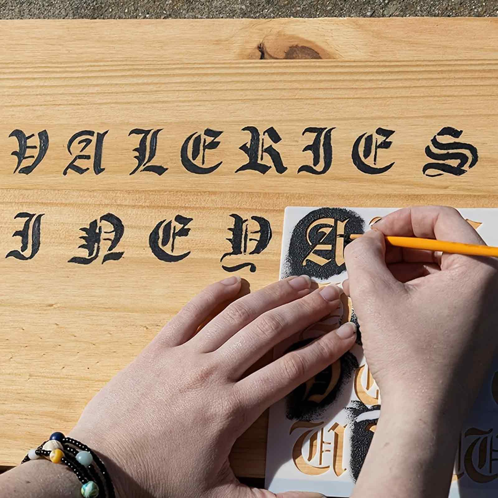 6PCS Stencils for Craft and Art, Gothic Alphabet and Number Templates, Wall Stencils for Painting Home, Art Tools for Kids, DIY Projects (White) 4