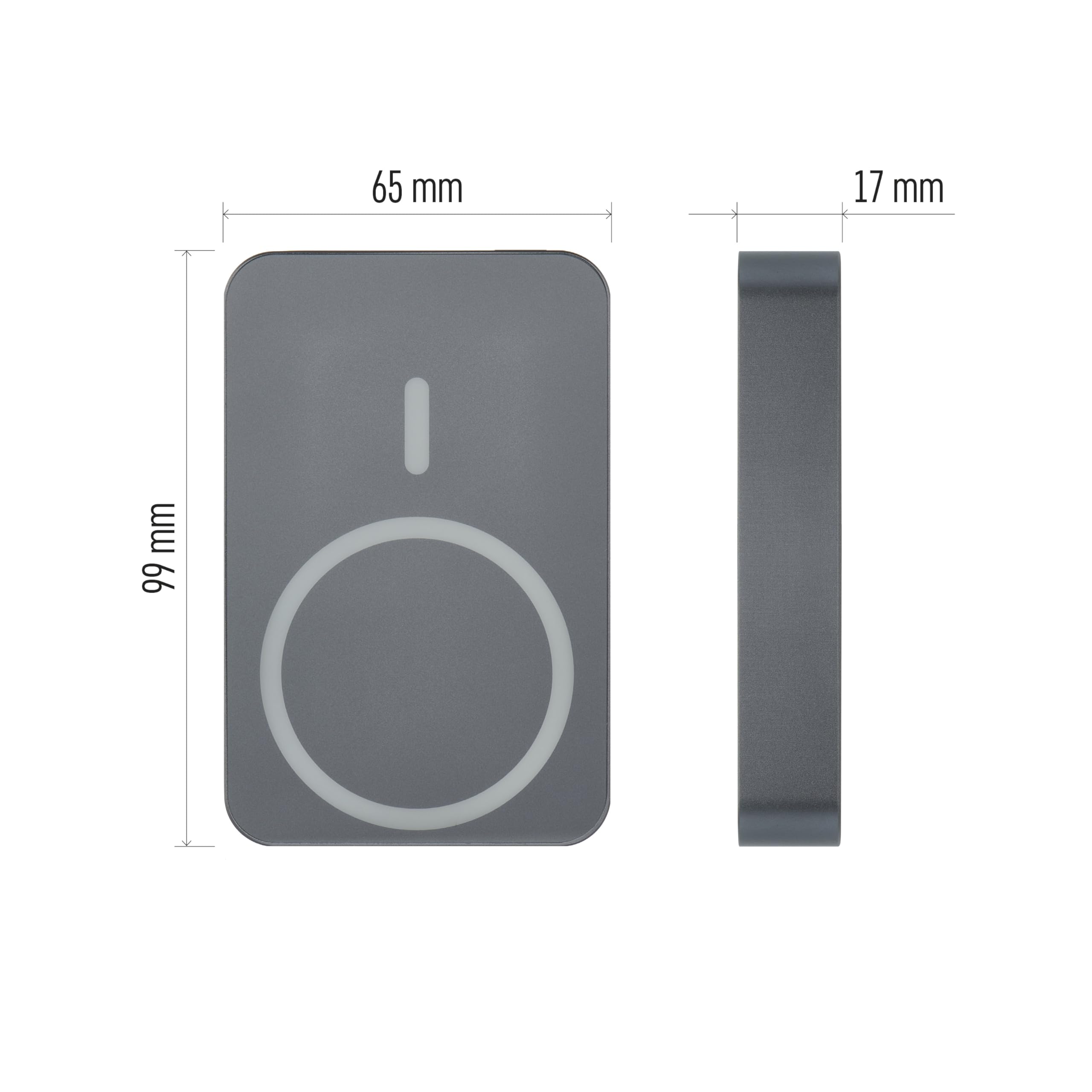 EMOS - Powerbank 10.000 mAh WI 1046 con imán - Batería Externa magnética con passthrough y Carga inalámbrica - Salida USB-C incluida Cable de Datos USB - para iPhone, iPad, Smartphone, Tablet - Gris