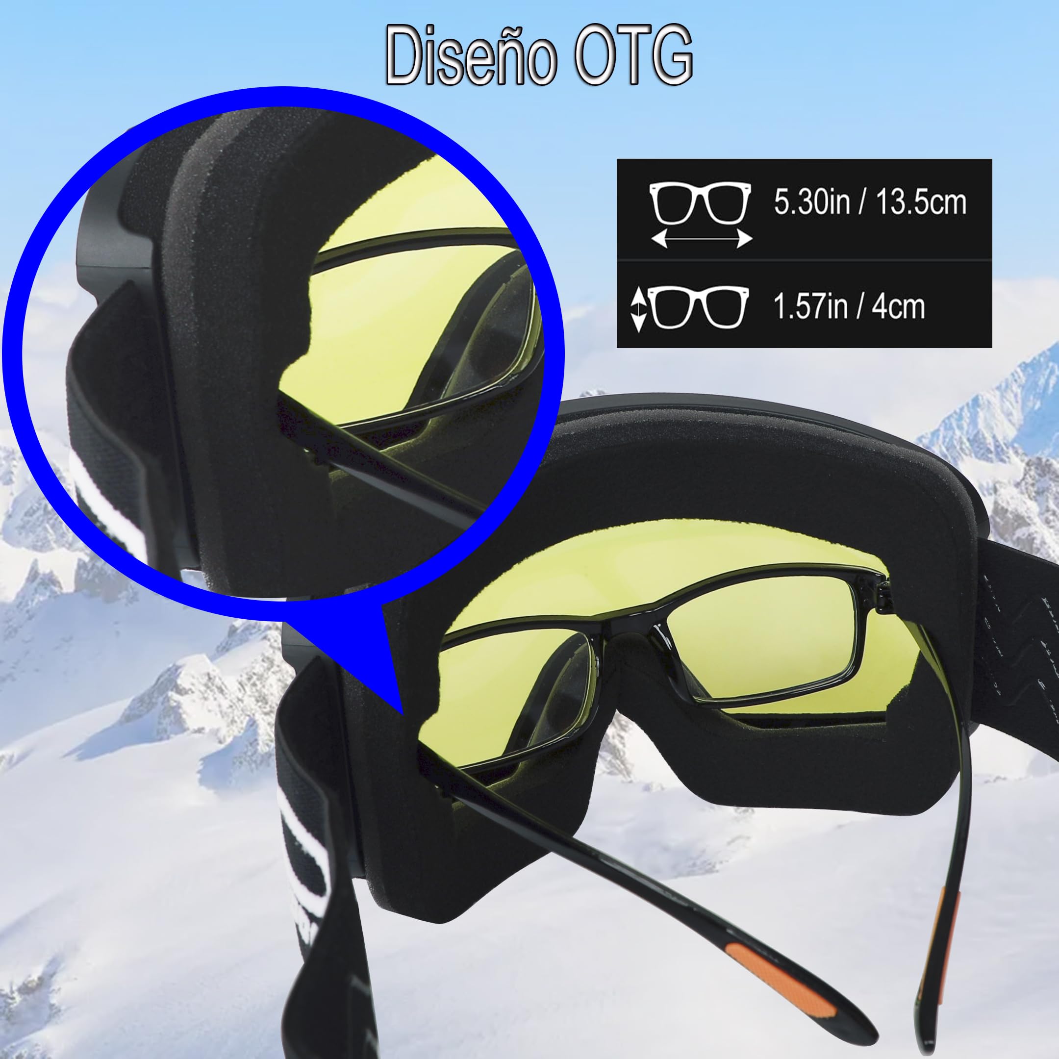 Gafas de esquí para adultos - Gafas de esquí compatibles con casco para hombres y mujeres con protección UV del 100%