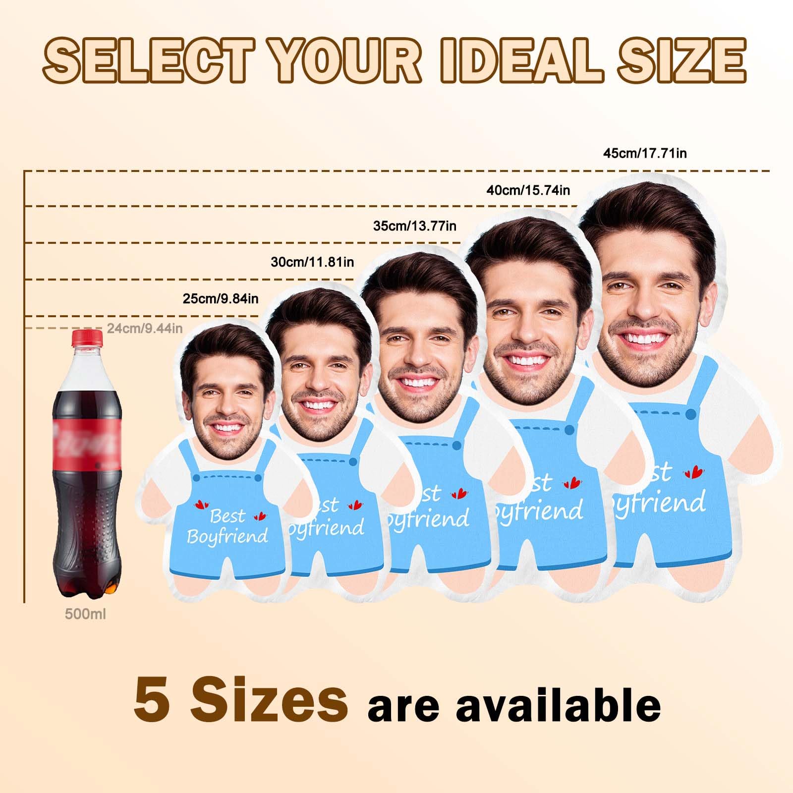 LucBuy Almohada Facial Personalizada, Almohadas de Muñecos de Peluche con Foto Personalizada, Almohada FEA Decorativa para Sofá con Impresión 3D de Doble Cara, Aniversarios Cumpleaños Regalos (S 23)