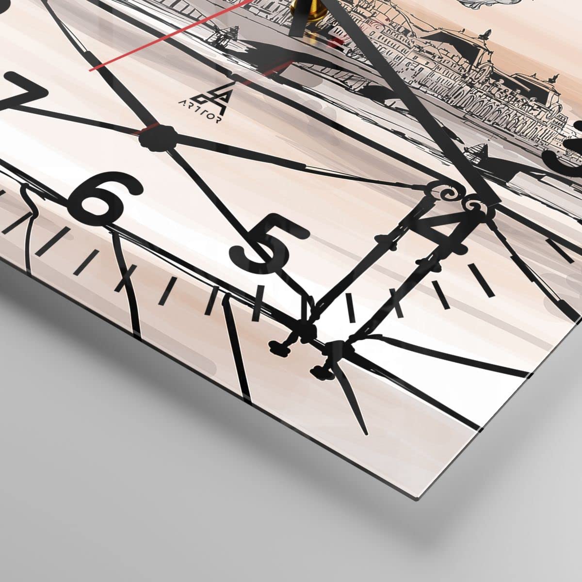 ARTTOR Moderne Glasuhr 30x30cm Quadrat Wanduhr Architektur Maritim - 3176