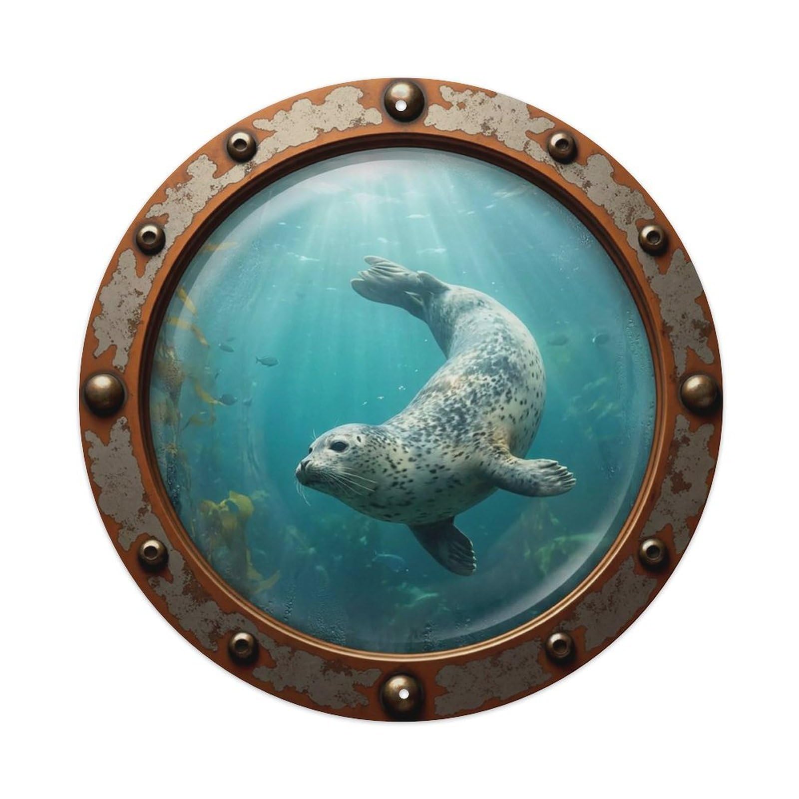 Gead 8X8inch Style Vintage Porthole Seal Nautical Window View Metal Tin Sign