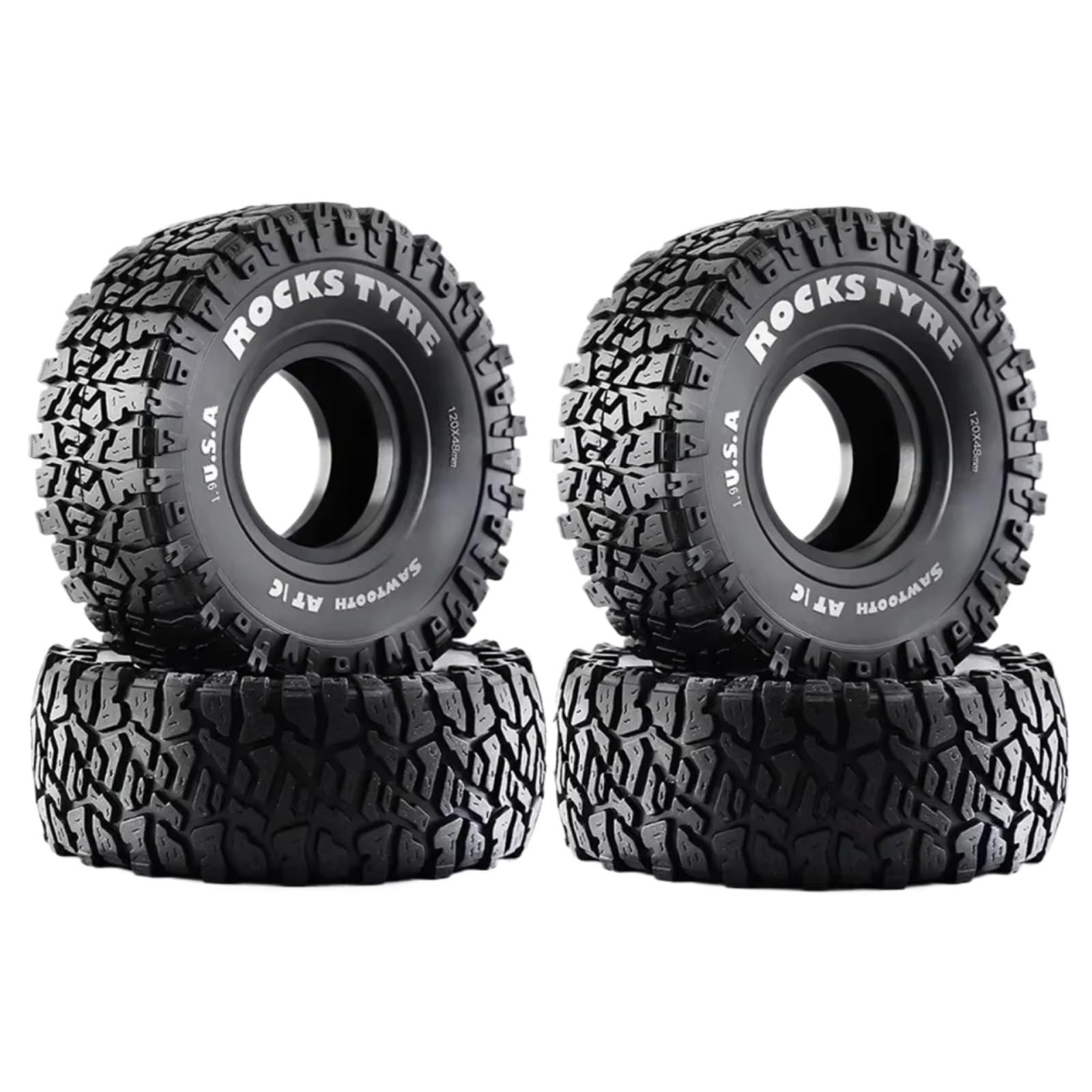 Modelos Repuesto RC para Axial para SCX10 90046 AXI03007 para TRX4 para Redcat Gen8 1/10 4 Piezas Goma 120 Mm Y 1,9 Pulgadas Neumáticos De Roca Piezas De Mejora para Coche RC Crawler
