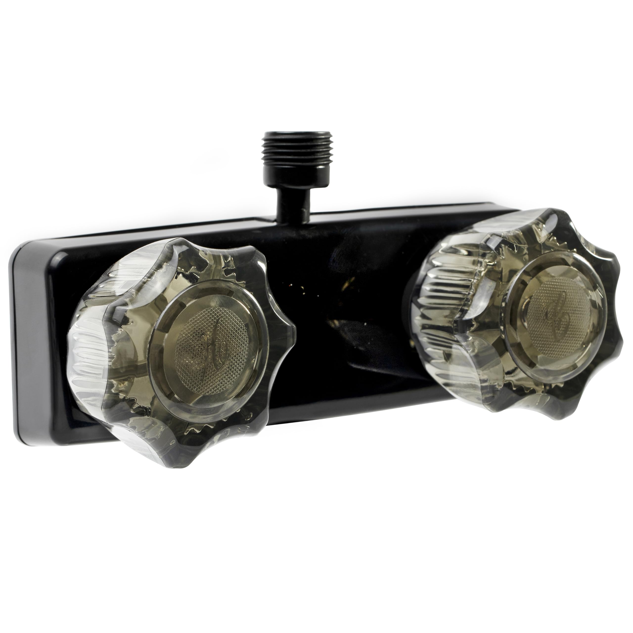 Grifo de ducha para autocaravana Dura Faucet con perillas de acrílico ahumado - Negro