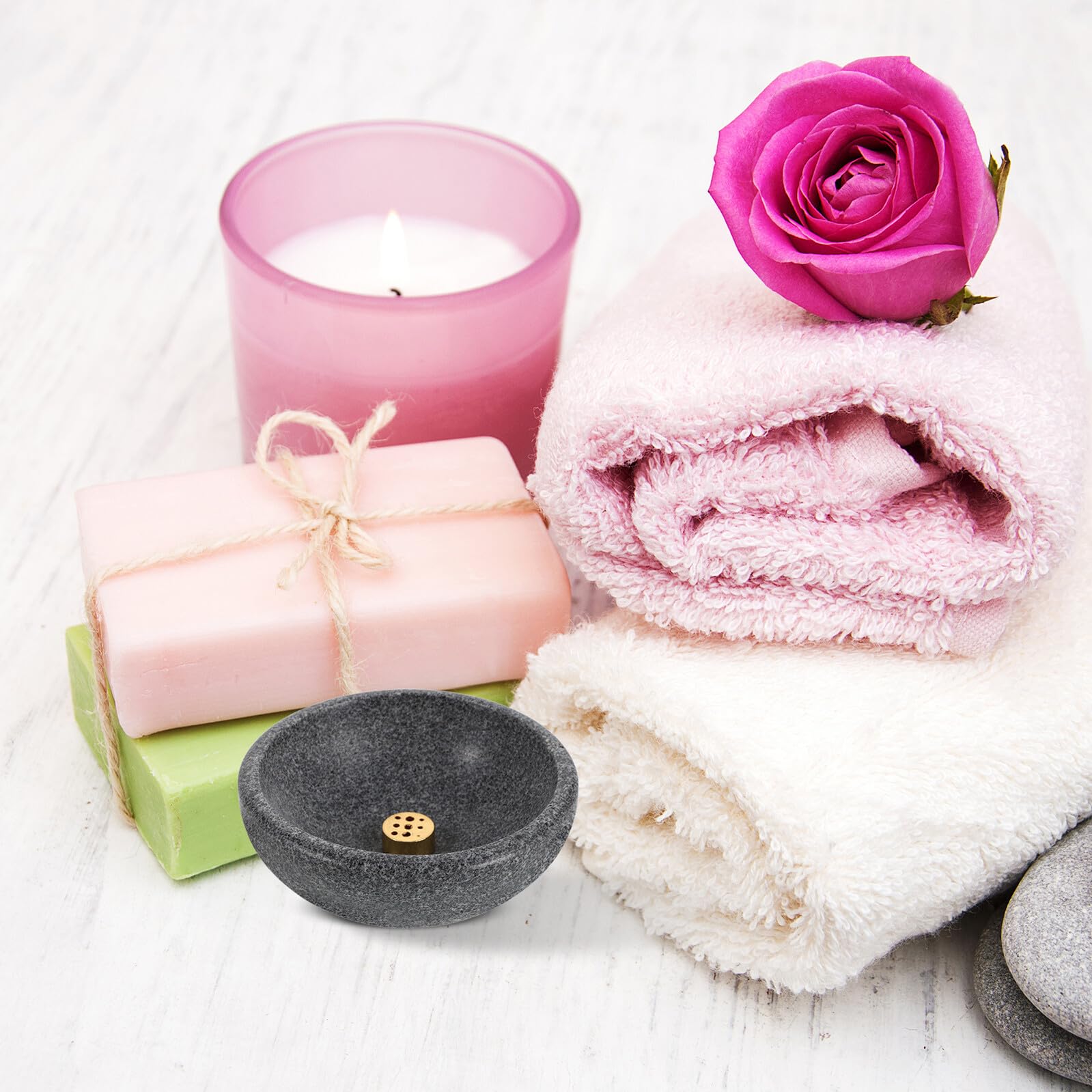 TOYANDONA Porta Incienso de Mármol Natural Latón, Purificador de Espacio Multifuncional para Meditación y Decoración Diseño Refinado y Empaque Elegante