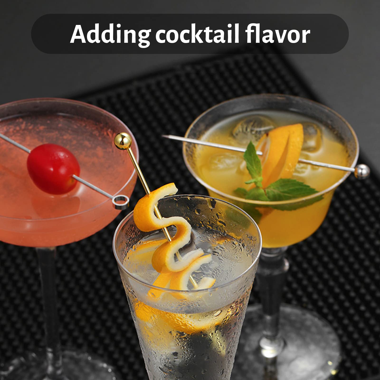 OSALADI 8 Stück Edelstahl-Cocktailspieße – Wiederverwendbare Martini-Picks Für Oliven, Obst & Vorspeisen (11 Cm, Silber)