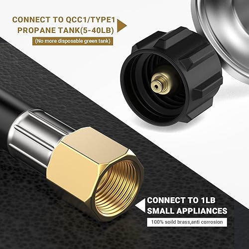 Miniatura 4 de only fire - Regulador y manguera de propano de 12 pies, regulador universal de propano de baja presión QCC1 con manguera de repuesto para la mayoría