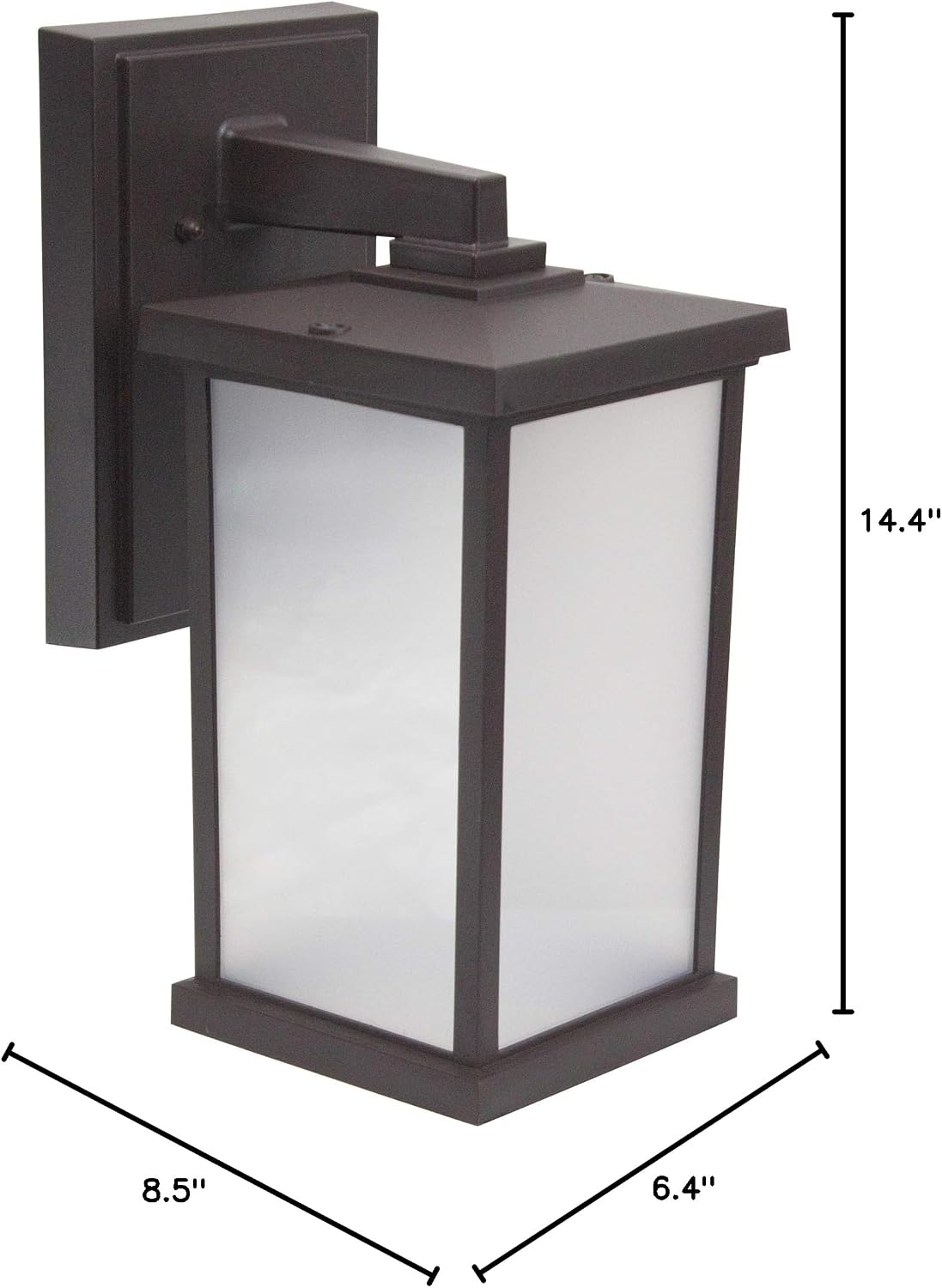 Solus Artisan Outdoor Wall Light – Large Square Wall Mount Fixture with LED Bulb, 3000K or 4000K, Black, Bronze, or White Finish, Non-Corrosive, Frosted Shade, UL Listed, Made in USA, (Bronze)