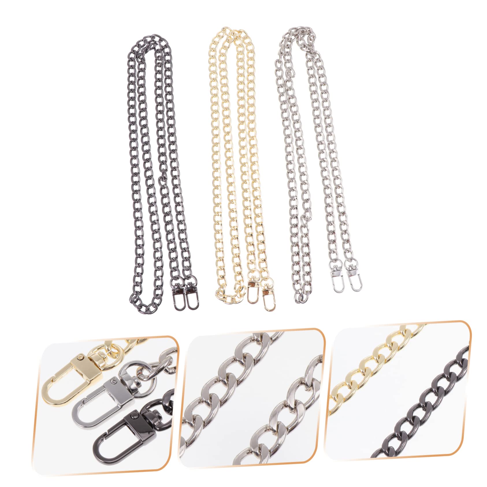 Exquisita Cadena de Metal para Bolso 3 Piezas de Repuesto Cadena de Aluminio para Bolsos Extensor de Monedero Cierres de Cadena Elegantes