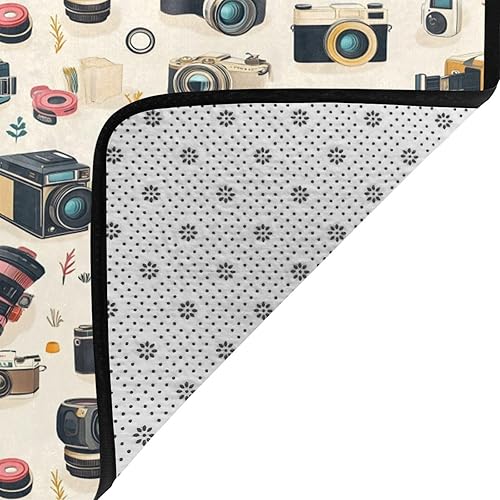 Miniatura 4 de Retro Camera Print Area Rugs for Living Room Bedroom, Soft Washable 5x7 Area Rugs Indoor Floor Rug, Non Slip Carpet for Bedroom Living Room Decor