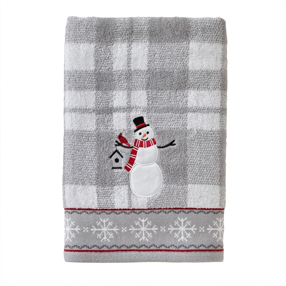SKL Home Christmas Winter Gift Whistler Snowman Bath Towel Gray
