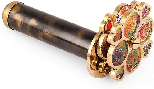 Miniatura 3 de AL QAYIM Caleidoscopio de latón hecho a mano, estética vintage, acabado antiguo, juguete perfecto con lente de espejo 3D para niños, amigos y