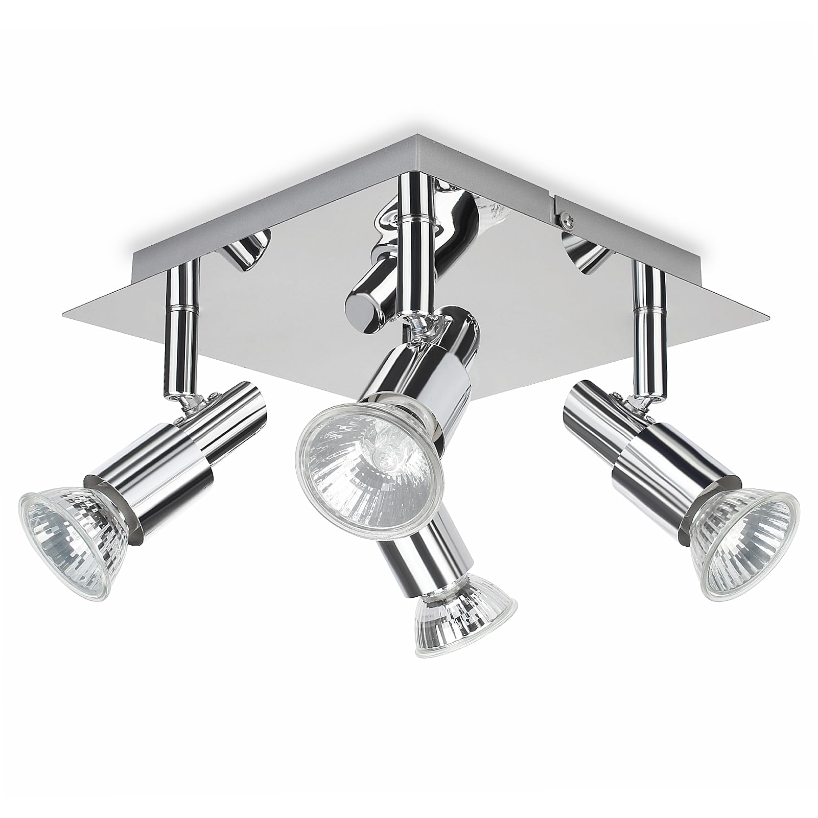 POLESTI Adjustable 4 Way Ceiling Spotlight Fitting, Modern Square Kitchen Lights Ceiling, GU10 Ceiling Light Fitting