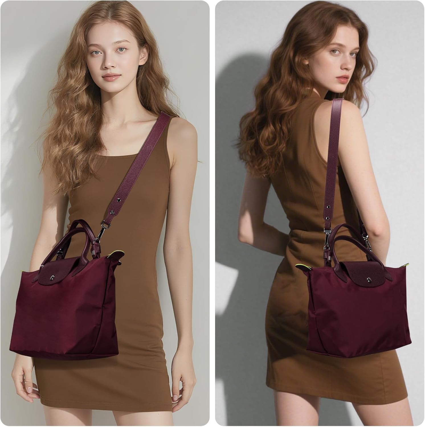 2026 Purse Straps Replacement, Leather Handbag Crossbody Shoulder Strap for S/M/L Tote Bag Women(Bordeaux)