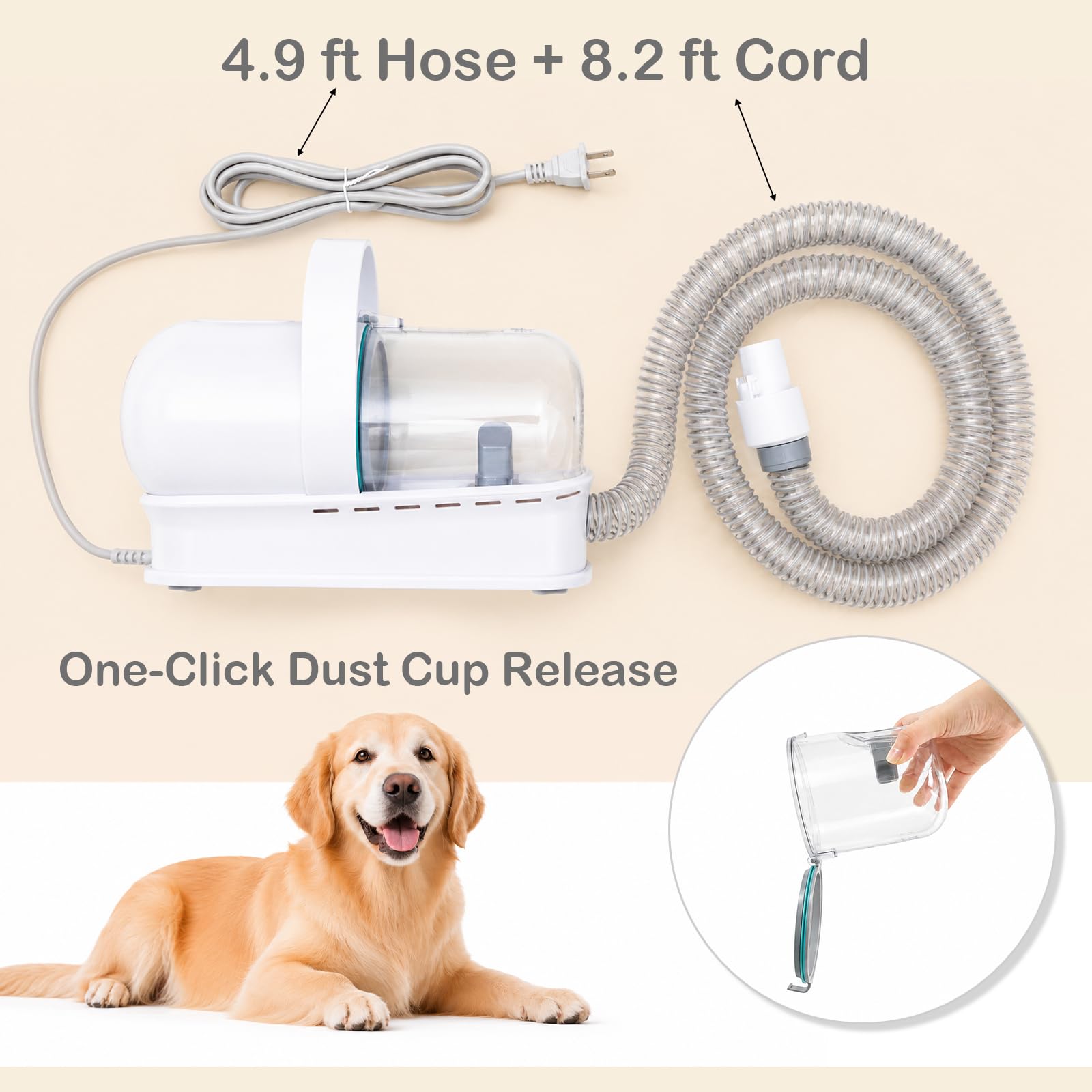 CLEANPAWS Kit de aspiradora de aseo para perros actualizado 2026 con cortaúñas y peine para desenredar, aspiradora de mascotas de 13000 Pa para desprendimiento, aspiradora de pelo de perro 9 en 1