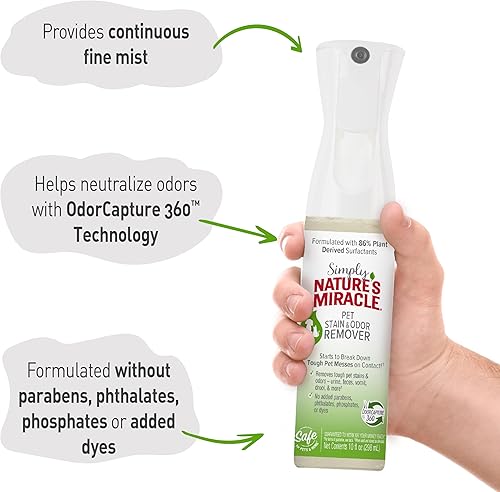 Miniatura 5 de Simply Nature's Miracle - Removedor de manchas y olores para mascotas, 10 onzas, fórmula bio-enzimática con tecnología neutralizante de olores
