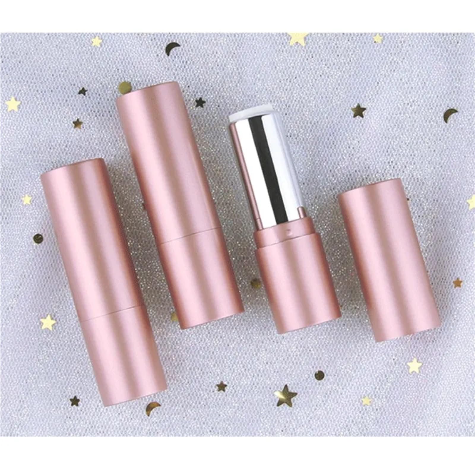 Leere Lippenstift-Röhren, 10 Stück, 12,1 mm, leere Lippenstift-Behälter, Flaschen, matt, Roségold, Lippenstift, Lippenstift, Lippenstift, Lippenstift, Tuben für DIY-Lippenstift (30 Stück)