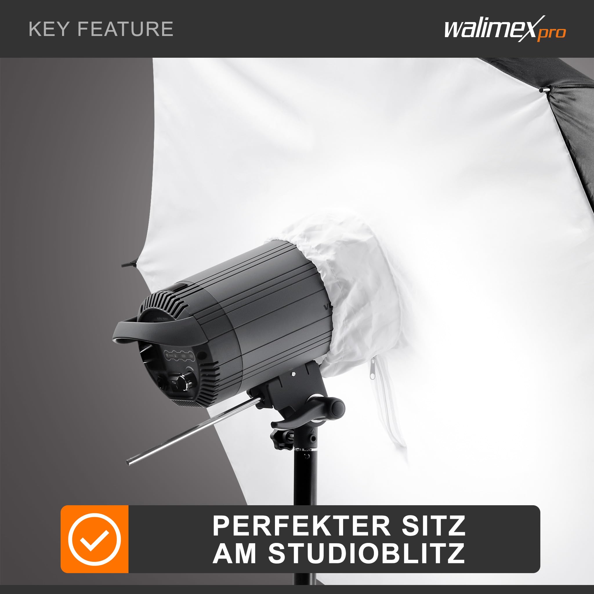 Walimex pro Riflettore softbox ombrello 109 cm - Soluzione professionale per riflessi ottimizzati nella fotografia di ritratti e prodotti con una vestibilità perfetta e una lavorazione di alta qualità