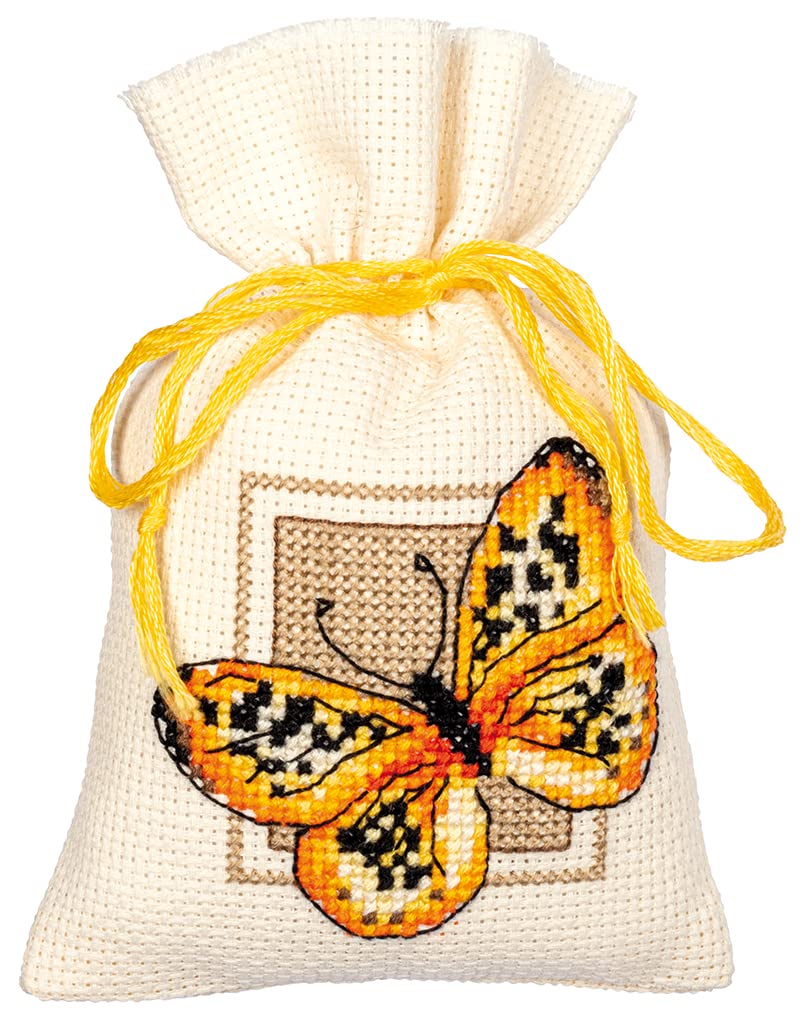 Vevaco Kits De Punto De Cruz Contado Bolsas Aromáticas DIY Creativo Set Mariposas Juego DE 3 Manualidades Bordar Kit Principiantes Decoration Hogar Regalo ca. 8 x 12 cm Cross Stitch Embroidery
