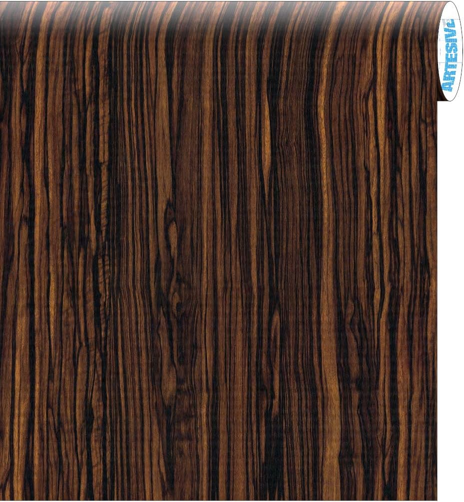 ARTESIVE WD067 Ebony Macassar 30 cm x 5mt. (11.8 in x 16.4 ft) Woodgrain Effect Self Adhesive Vinyl Film for home interior decoration, furnitures, door and all smooth surfaces