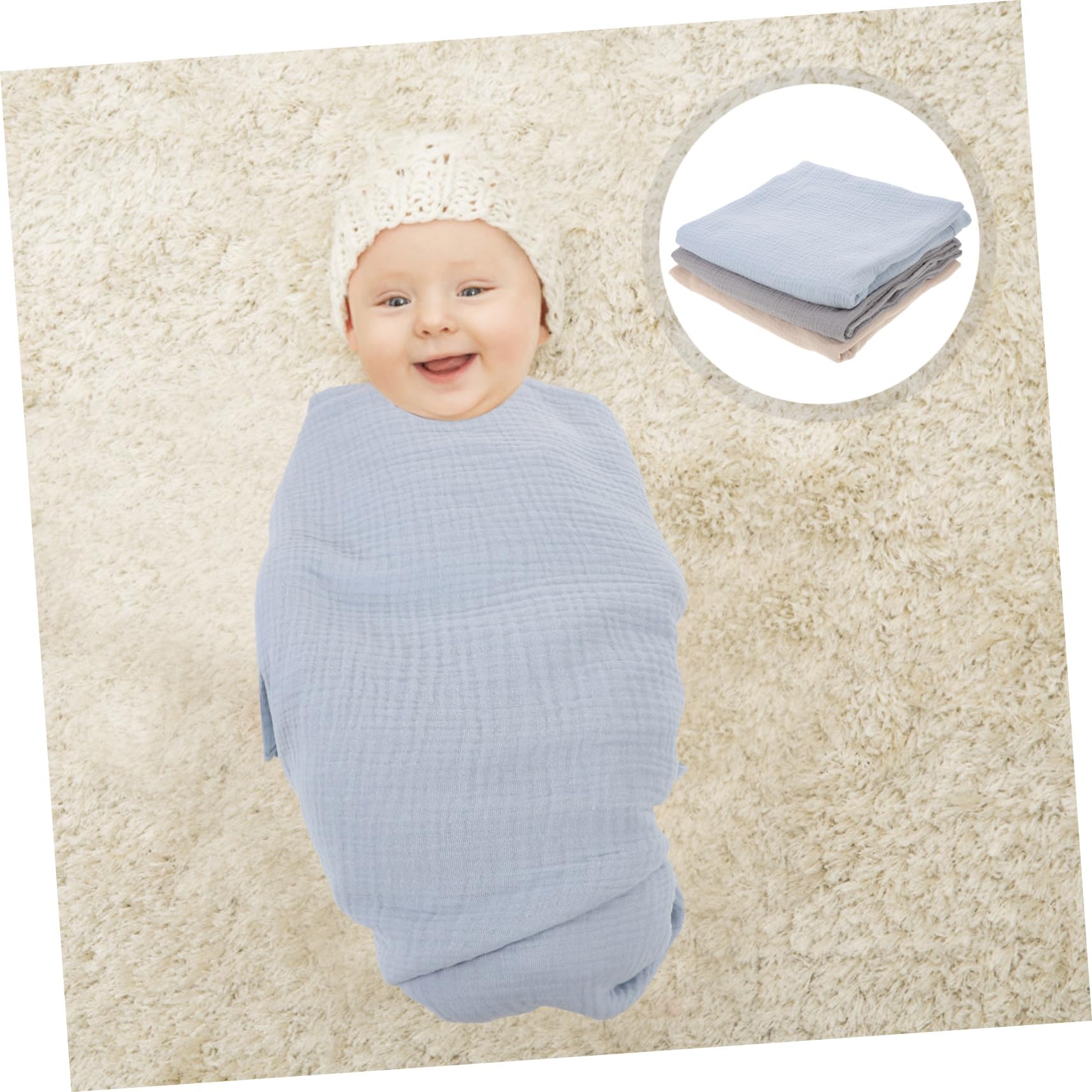 Kisangel Manta Envolvente para Recién Nacido 3 Piezas de Muselina | Tejido de Hilo Suave y Transpirable, Diseño de Cobertura Amplia, Estilo Minimalista